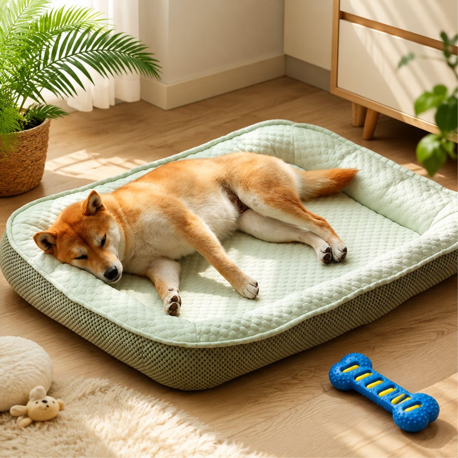 Kühlendes Hundebett, Kühle Kühlmatte Für Hunde & Katzen, 3D-Kühlbett Für Hunde，Grün：XL