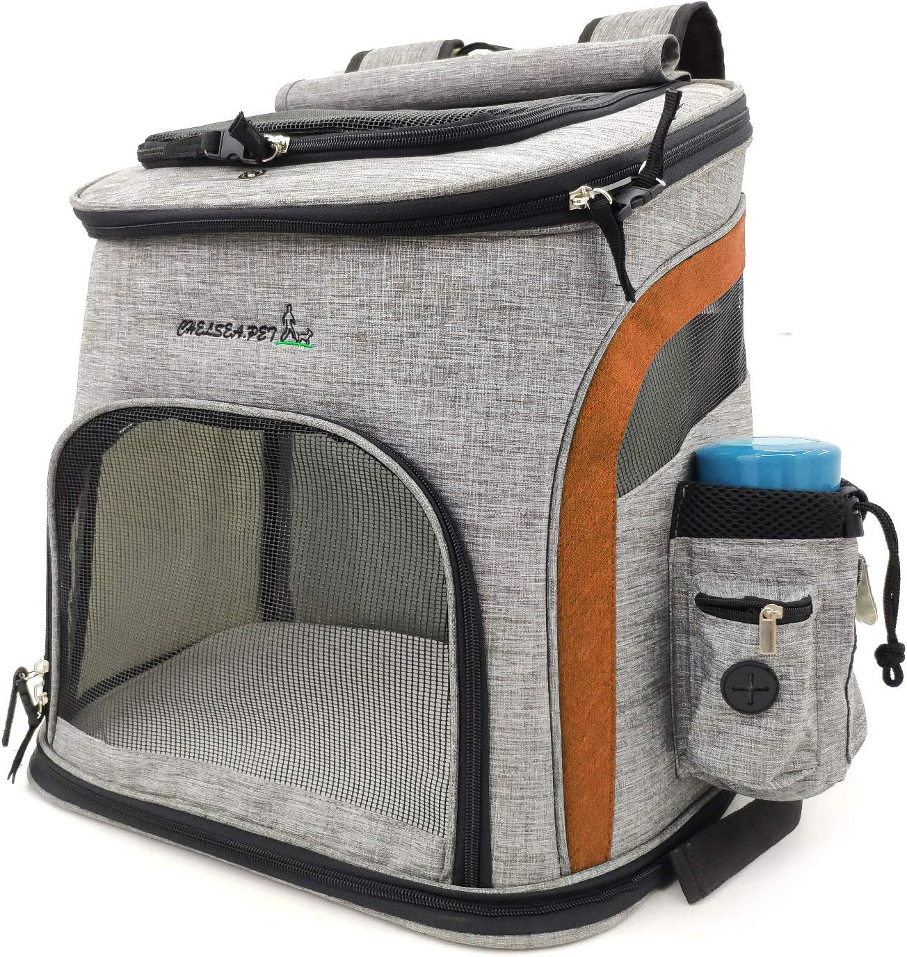Tineer Pet Dog Carrier Backpack, Pet Carrier Bag with Mesh for Medium Large Dogs Cats, Puppy Backpack Carrier Portable Travel Bag for Walking,Hiking,Travel Outdoor (L, Orange)