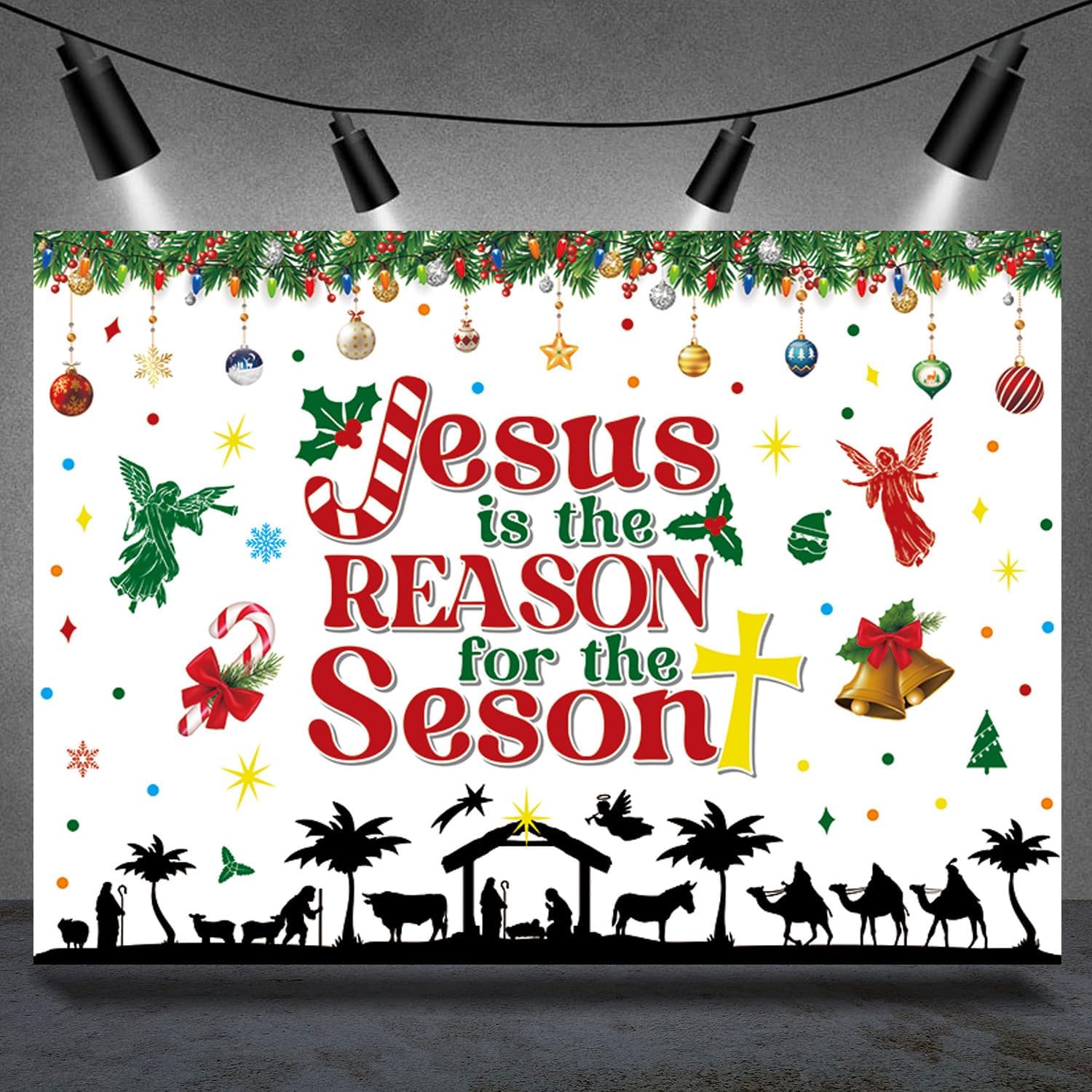 DIZHI Nativity Christmas Backdrop Banner, Nativity Scene
