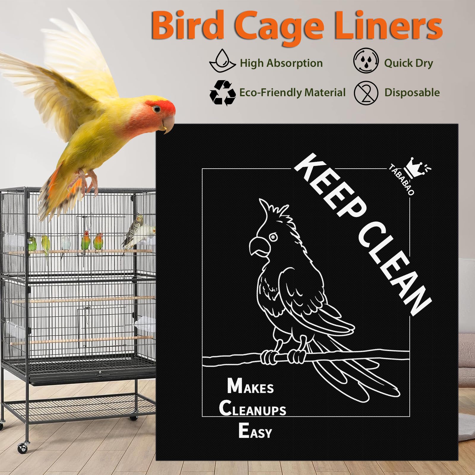 Precut Disposable Cage Liners 30-Pack Bird Cage Liners – 18" X 20 ...