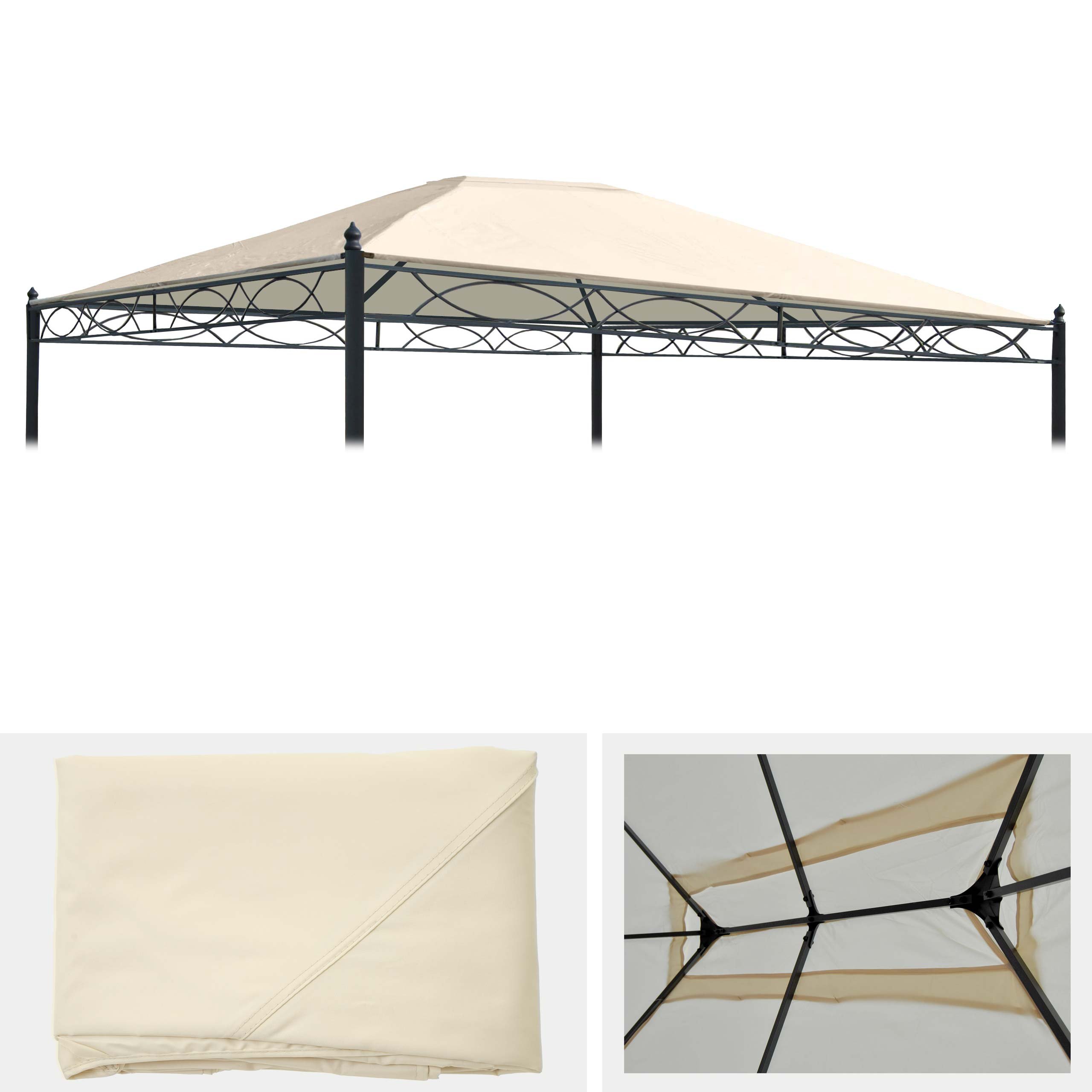 Telo di ricambio copertura tetto per gazebo Cadice poliestere 3x4m - avorio