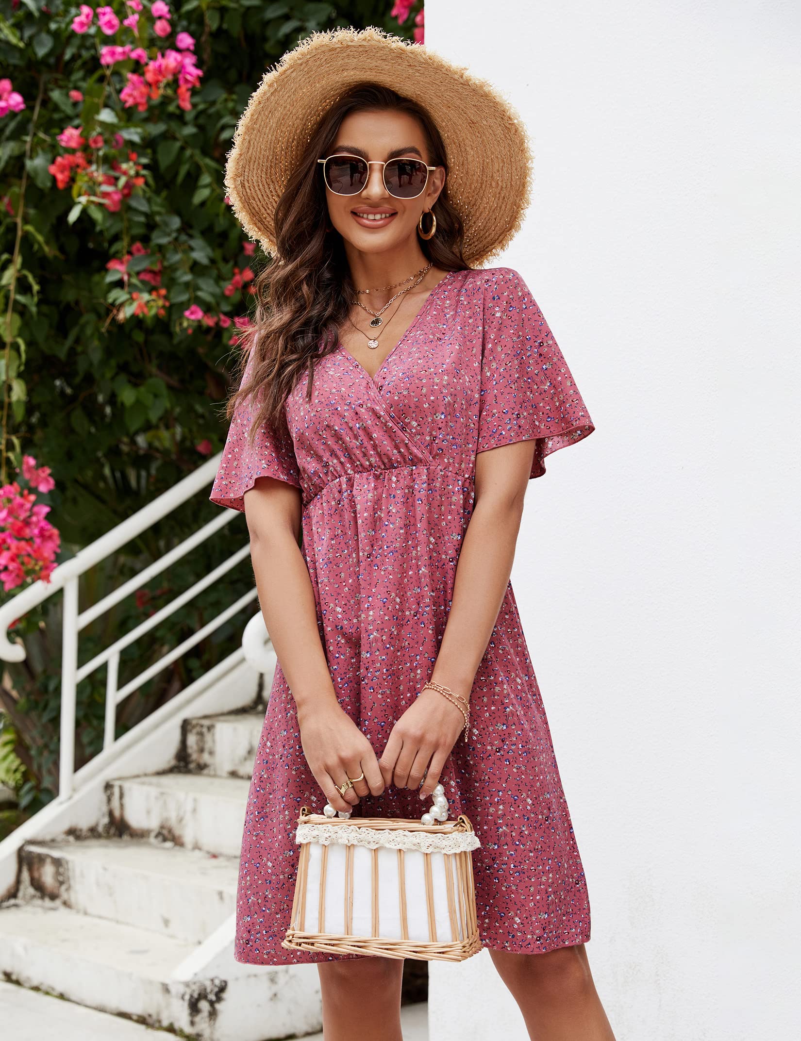 Coolmee Maternity Dress Women's V-Neck A-Line Knee Length Wrap Dress Swing Dresses for Baby Shower or Casual Wear