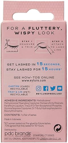 Miniatura 10 de Eylure Pre-Glued False Eyelashes, Wispy Light No. 117 Claro