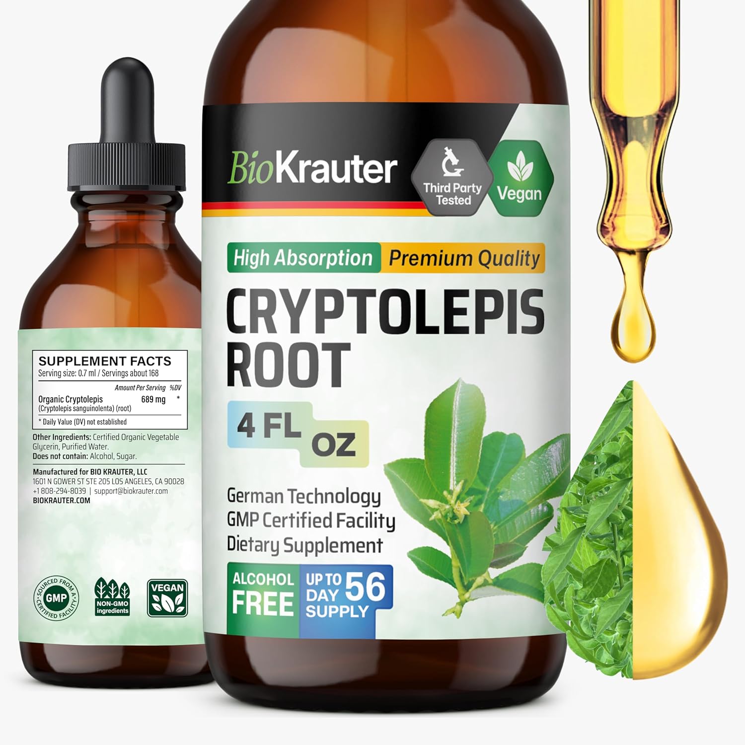 BIO KRAUTER Extrato de Cryptolepis Sanguinolenta - Tintura Vegana sem Álcool e Açúcar para Suporte Imune - 118ml