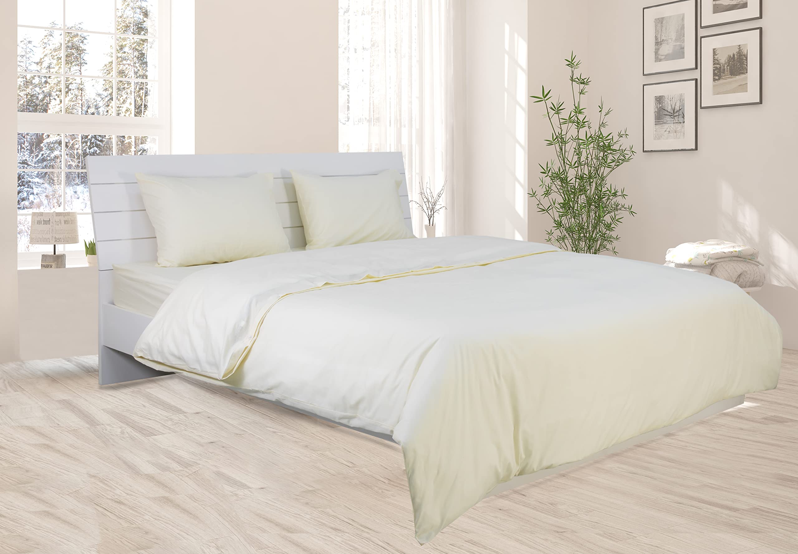 Hotel Linen Klub 2-Piece Single Duvet Cover Set - Soft and Durable Poly Cotton 144 Thread Count, Size (160 x 220 cm) with 1-Piece Pillowcases (50 x 75 cm) for a Cozy and Stylish Bedroom Look, Cream