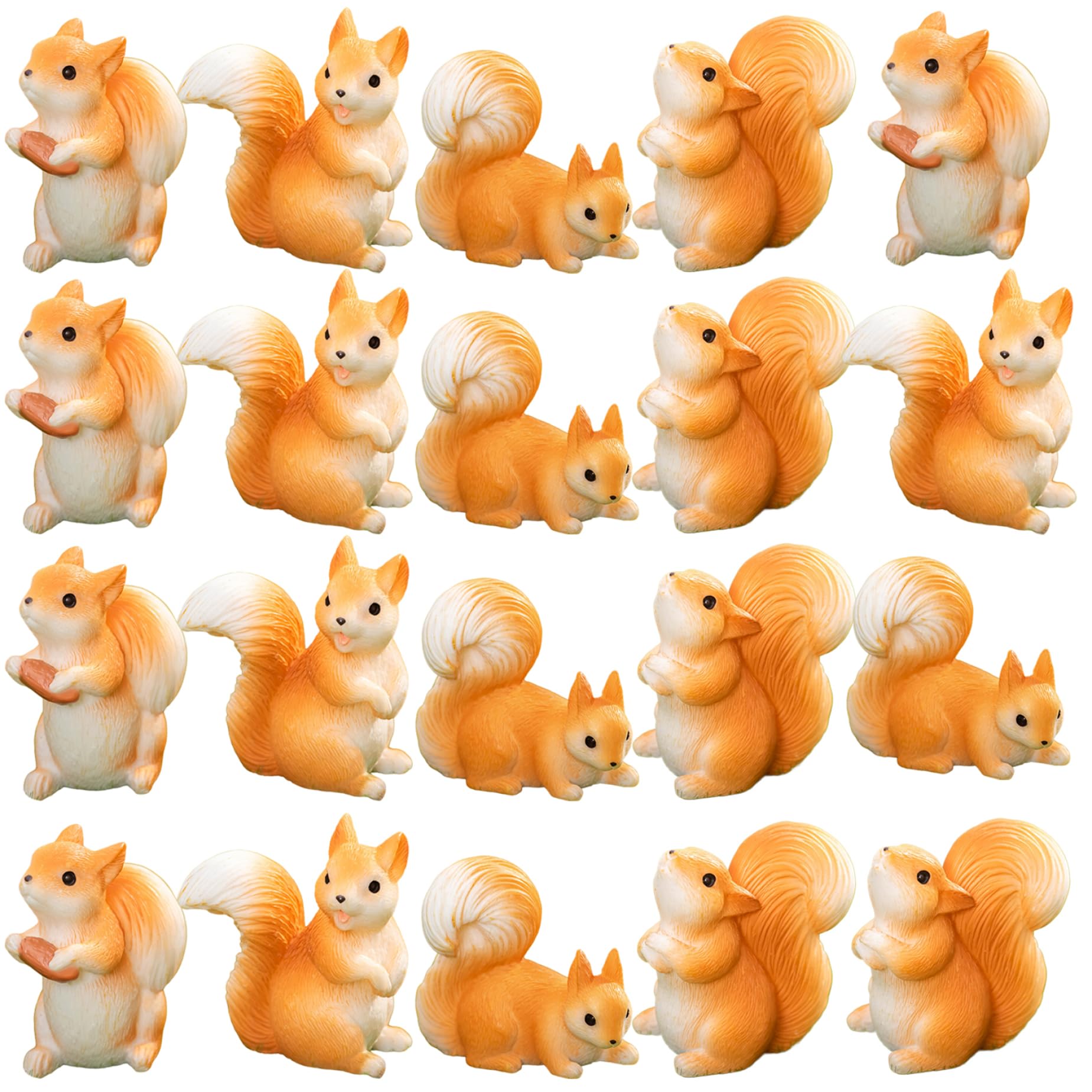 Faroby 20PCS Squirrel Figurine, Weather-Resistant Mini Resin Animals Realistic Squirrel Statue for Succulent Planter Moss Landscape Terrarium Fairy Garden