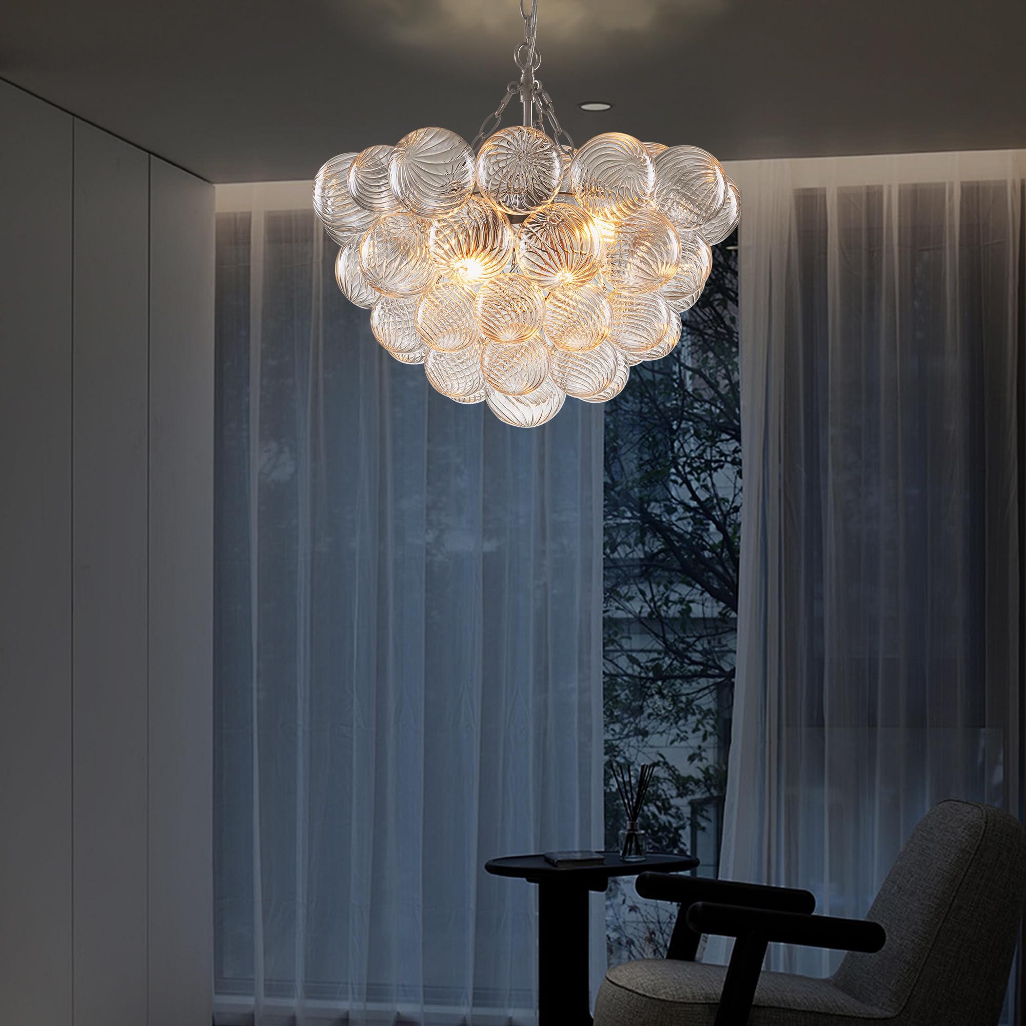 Lampadari a bolle, plafoniere a soffitto a bolle in vetro di Murano soffiato a mano con lampadine a LED, lampadario a risparmio energetico per soggiorno, camera da letto, corridoio, studio (bianco, 5