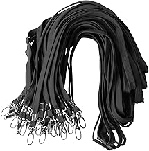 Gimars 25PCS Lanières de Cou avec Mousqueton, Cordon 45cm avec Fermeture Rapide pour Porte-Badge, Cartes, Clés, Noir