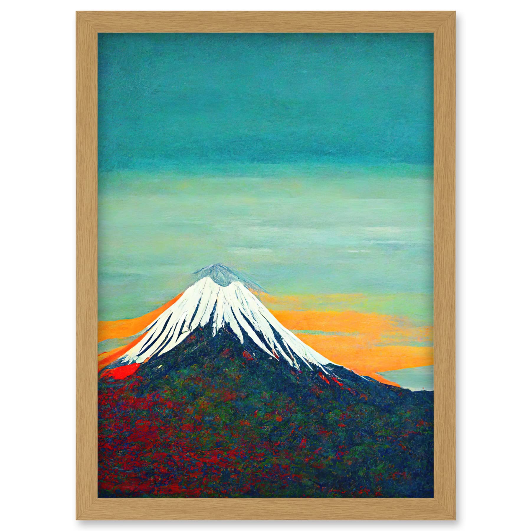 Doppelganger33 LTD Mount Fuji Volcano Peak At Sunrise Artwork Framed A3 Wall Art Print