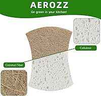 Vista 1 de Paquete de 10 esponjas naturales biodegradables para cocina, esponja compostable de celulosa y nuez de coco, esponjas ecológicas de secado rápido