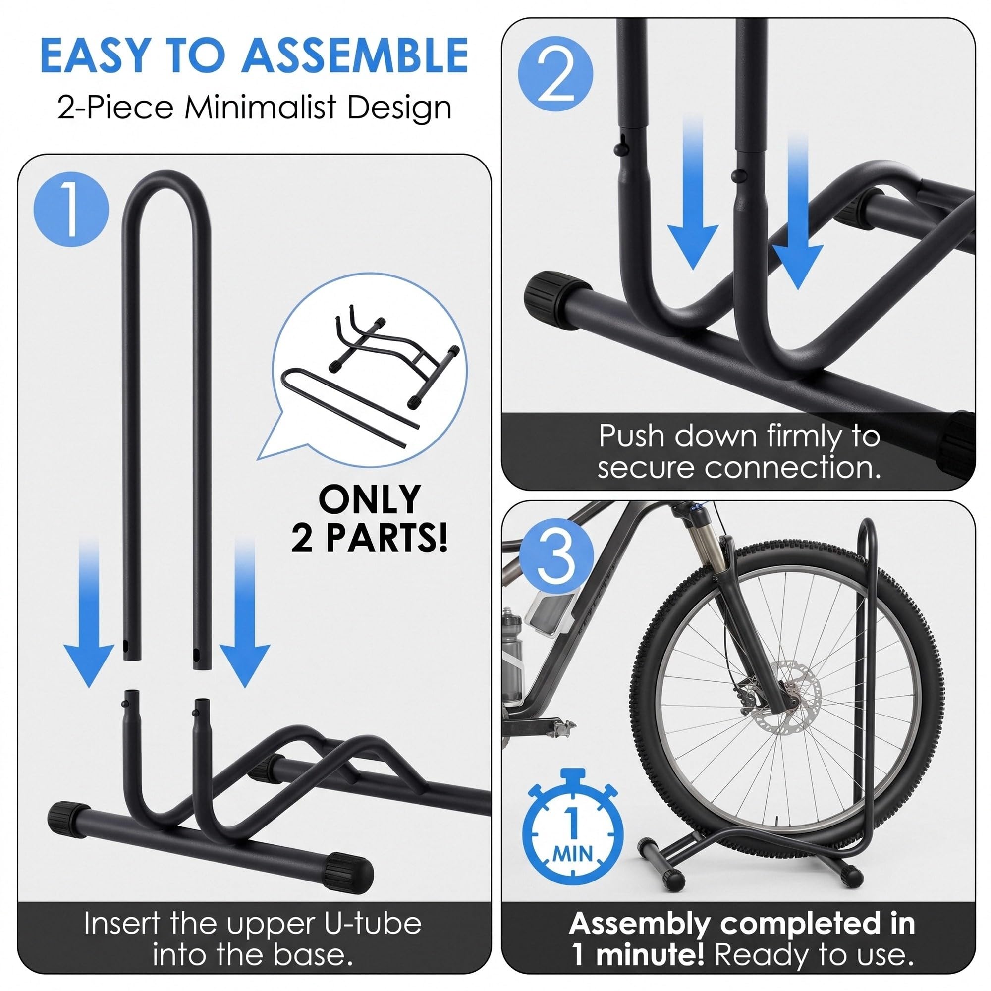 TLGREEN 3x Support vélo sol 24-28 pouces,jusqu'à 75mm,Noir | Support de vélo pour roue arrière avec design élargi, charge max. 25 kg, adapté aux VTT,vélos de route et vélos de randonnée