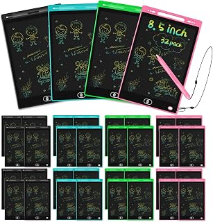 32 Pack LCD Writing Tablet 8.5 Inch with attached Pen and String for kids, toddlers, girls, boys, reusable erasable colorful Doodle Board, Doodle Pad, educational learning Toys Gifts (8.5inch, 32pack)