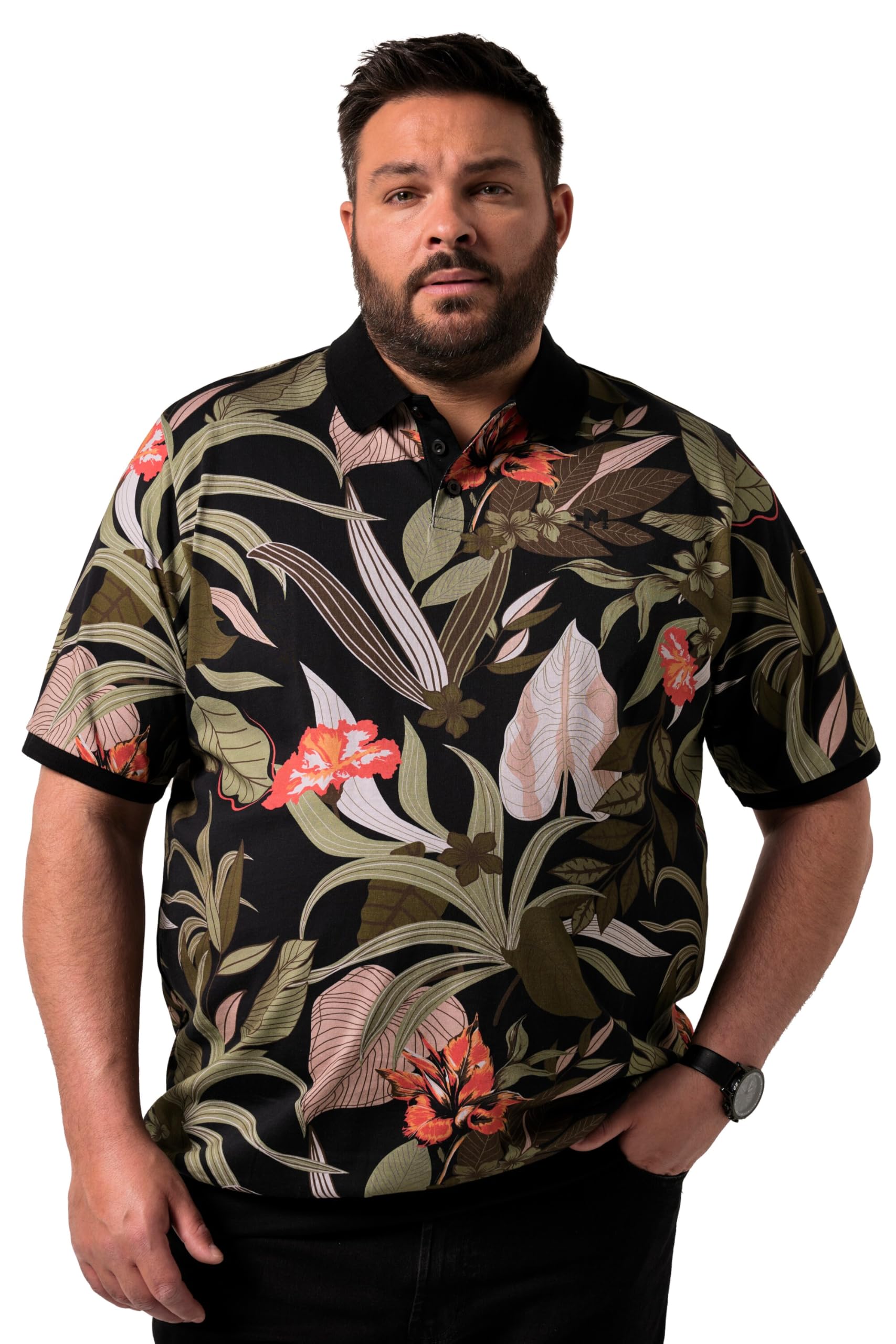 Men Plus Herren große Größen Übergrößen Menswear L-8XL Poloshirt, Bauchfit, Halbarm, Alloverprint 839762