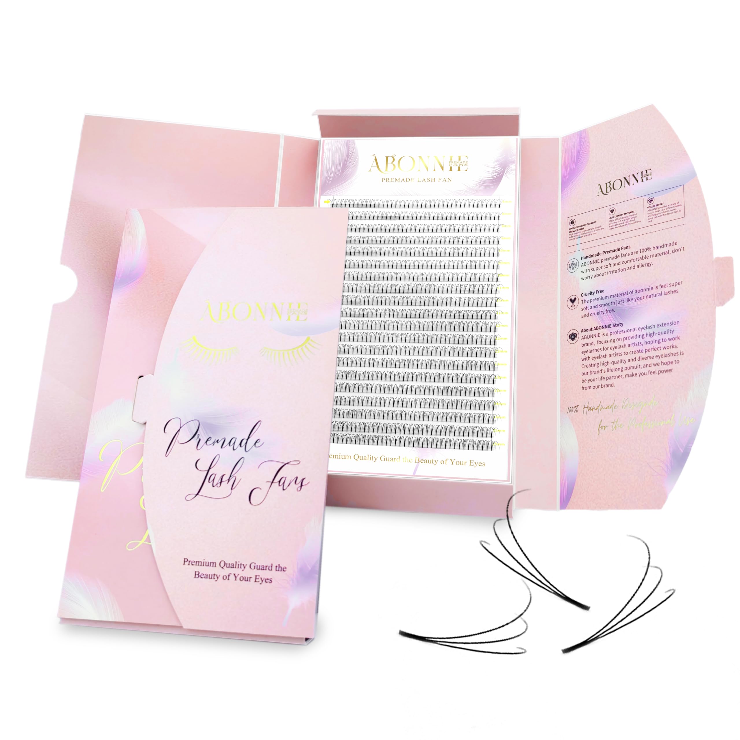 Premade Fans Eyelash Extensions, 800 Fans 3D 16mm Mix Promades Eyelash Fans,0.07 Thickness D Curl Premade Lash Fans, Handmade Premade Fans Volume Lash