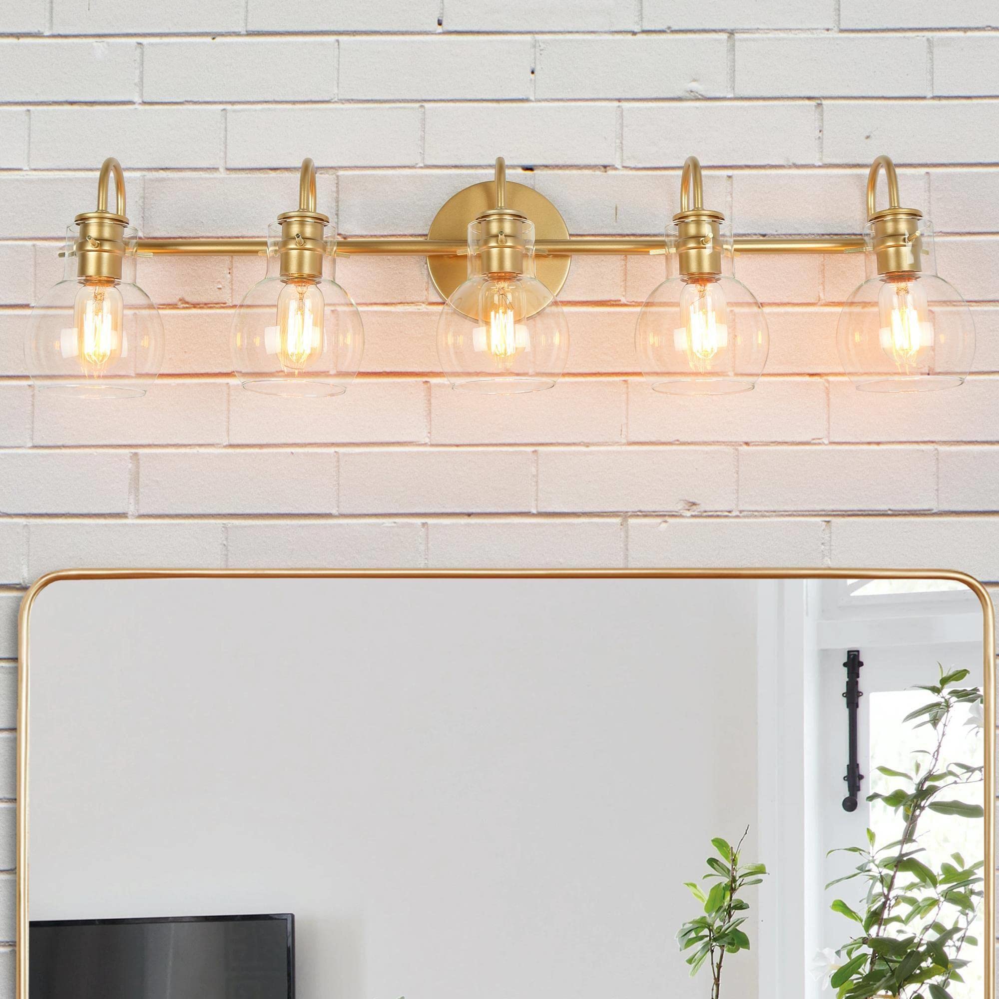 Lnc Home Gold Bathroom Light Fixtures Modern 5 Light Vanity ...