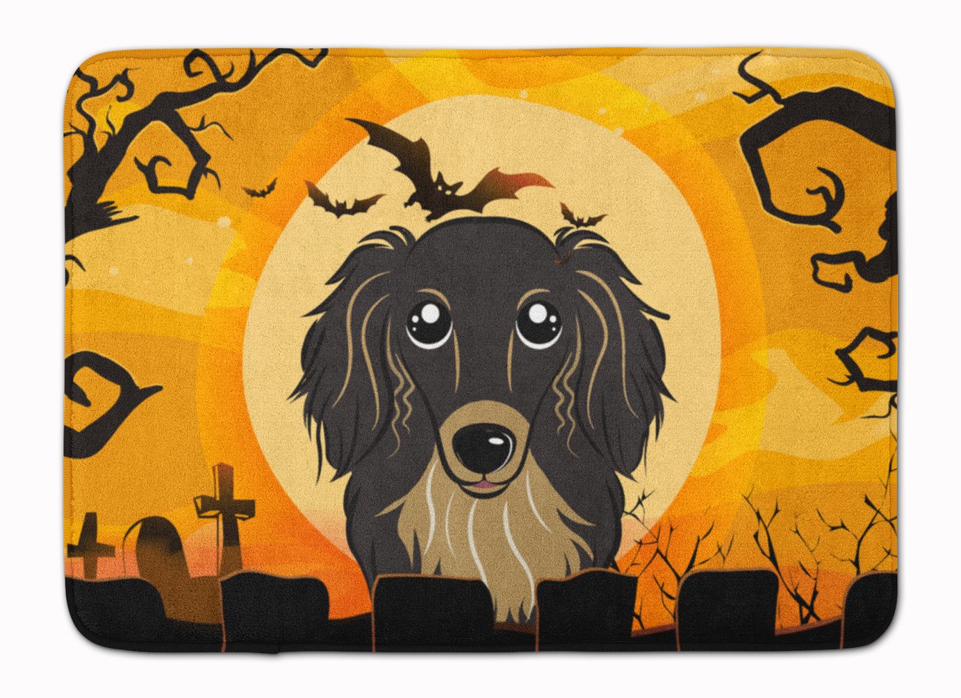 Tapis de sol Teckel poil long noir et feu Halloween Caroline's Treasures 48x68cm