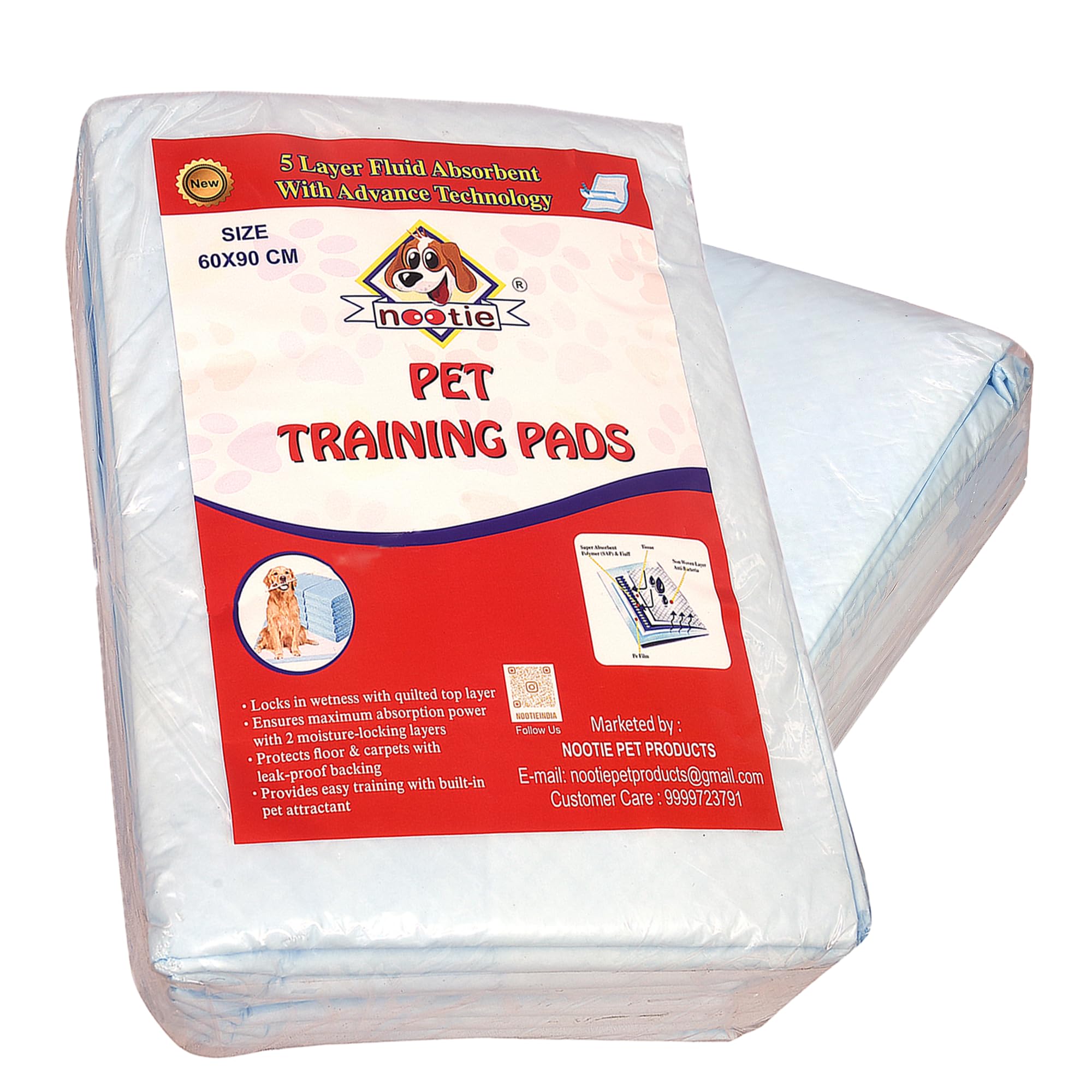 Nootie Training Pads | Poop Pee Trainer for All Pets Dogs | Super Absorbent Pee & Poop Mats | Leak Proof & Non Slippery | 25 Piece with 60X90cm | Large Size (B08SRDJLZW) Amazon Price History, Amazon Price Tracker