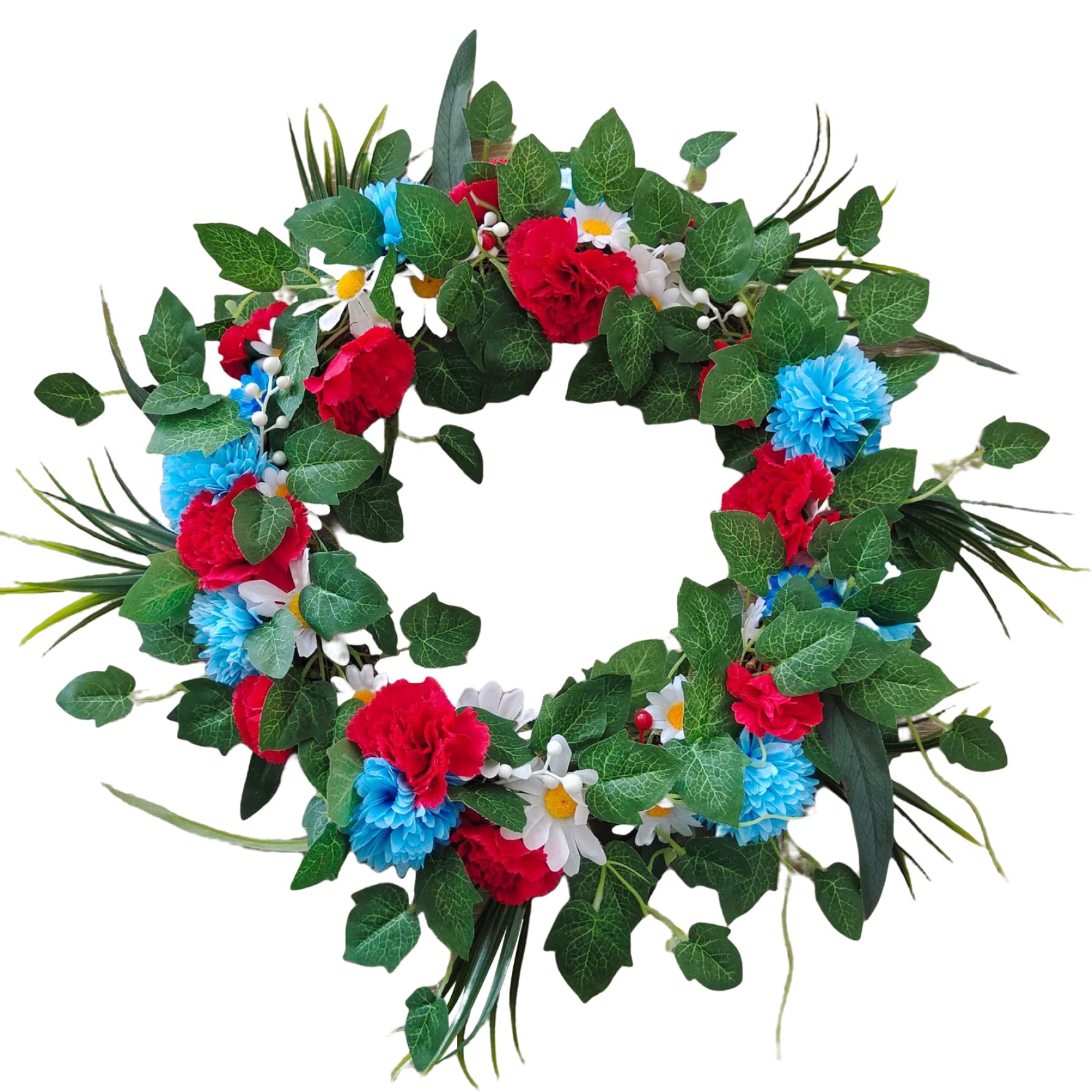 Patriotic Decorations Wreath for Front Door,4Th of July Light Up Patriotic Americana Wreath - Fourth of July Independence Day Wreath - 20 Inch