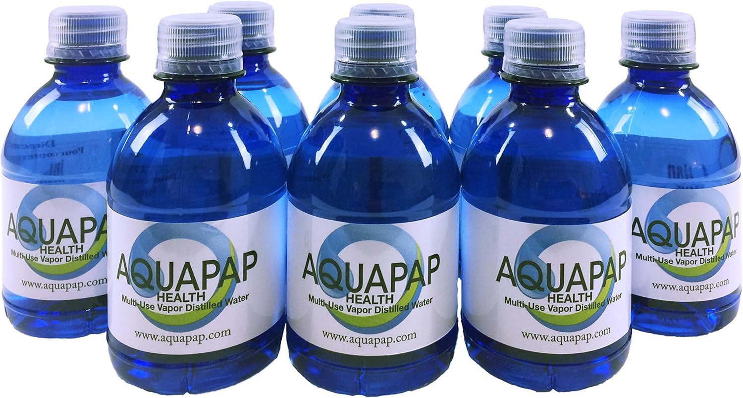 Aquapap Health Steam Inhalation Vapor Distilled Water 8 Pack of 8oz Bottles
