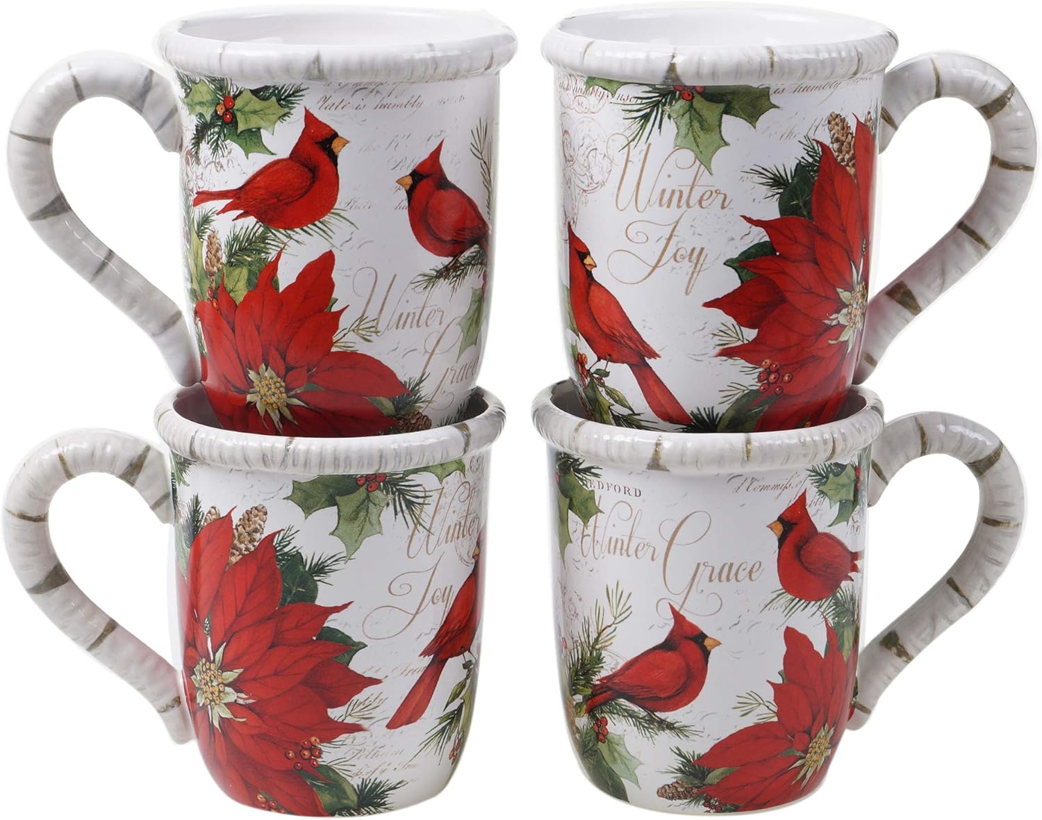 Certified International Winters Garden 16 oz. Mugs, Set of 4, Multicolored