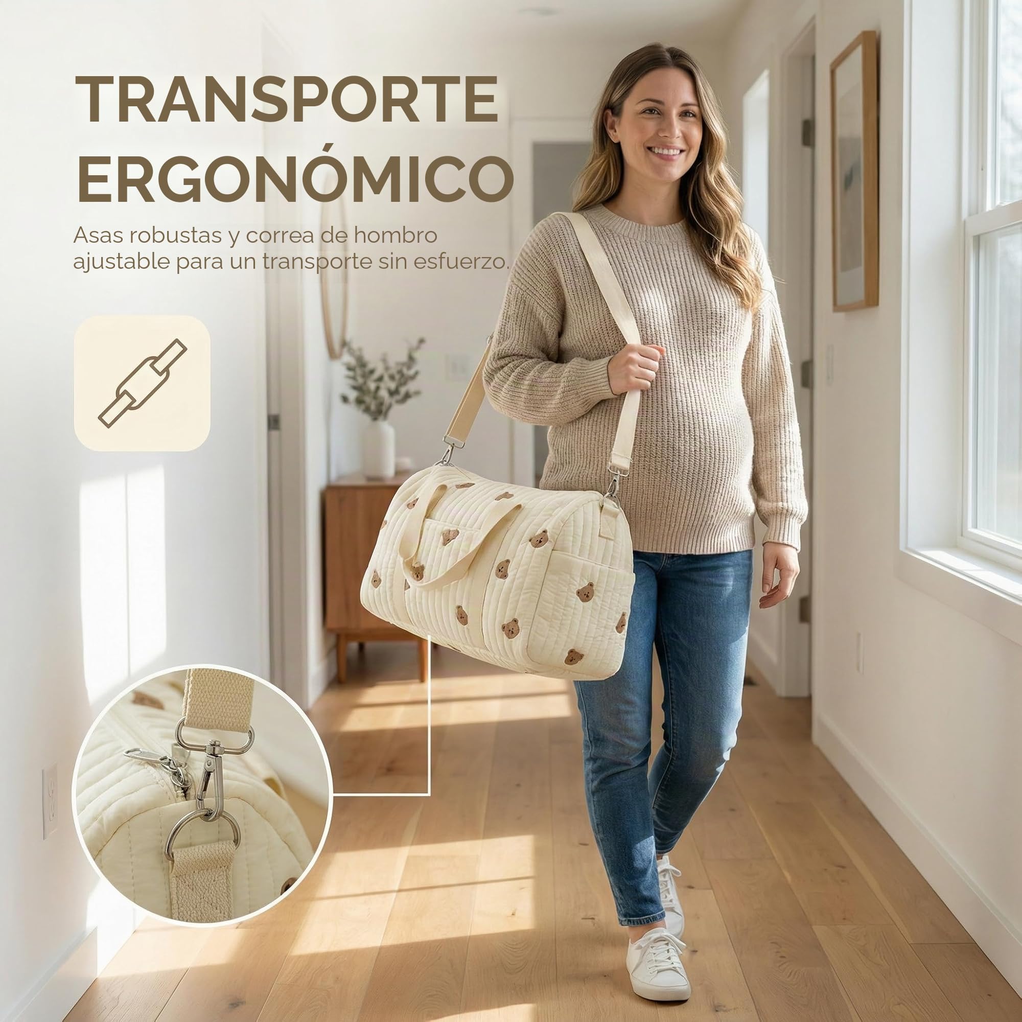 Bolsa Maternidad Hospital,Bolso Bebe Hospital Multifuncional,Bolsa de Pañales para Mamá de Gran Capacidad con Tirantes Ajustables para Maternidad y Cambio de Bebé