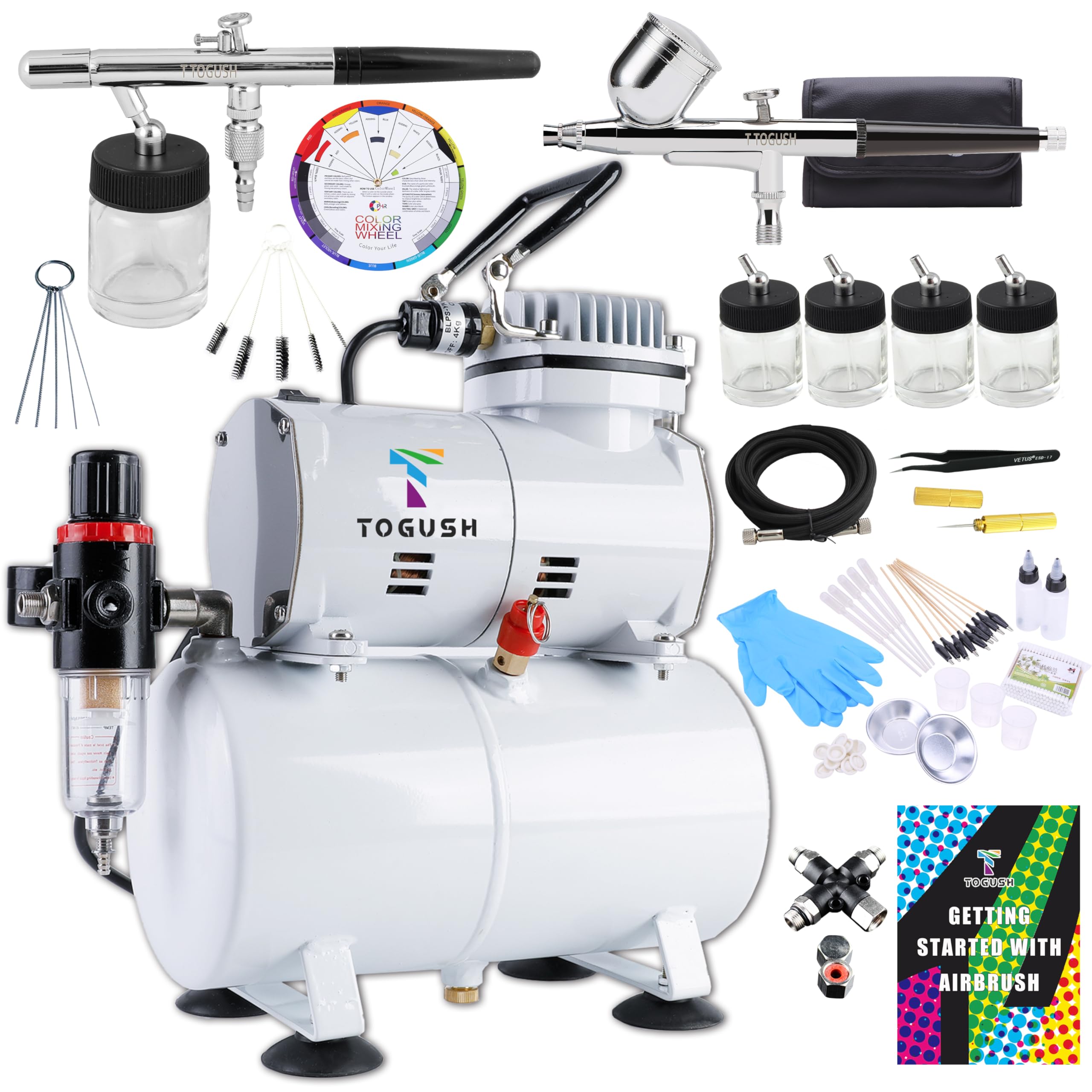 Air brush spuitpistool Pro-tek 7330 met 2 verwisselbare bekers en een