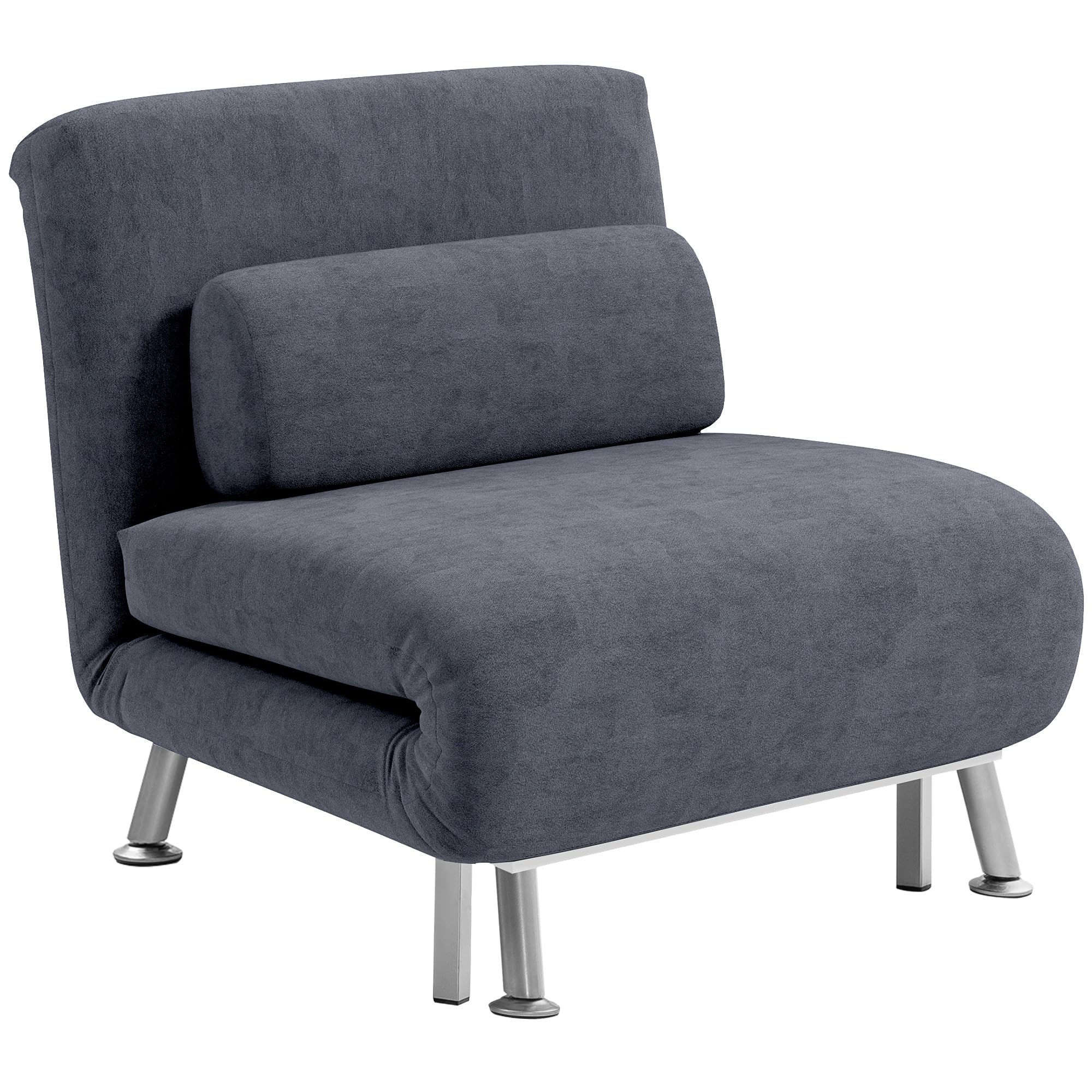 Homcom Single Folding 5 Position Convertible Sleeper Chair Charcoal Grey