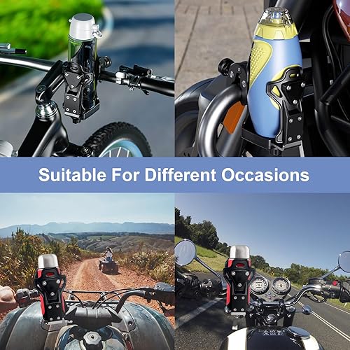 Miniatura 6 de JINKEY Portavasos mejorado para motocicleta, soporte para botella de agua para bicicleta con soporte de montaje ajustable, rotación de 360,