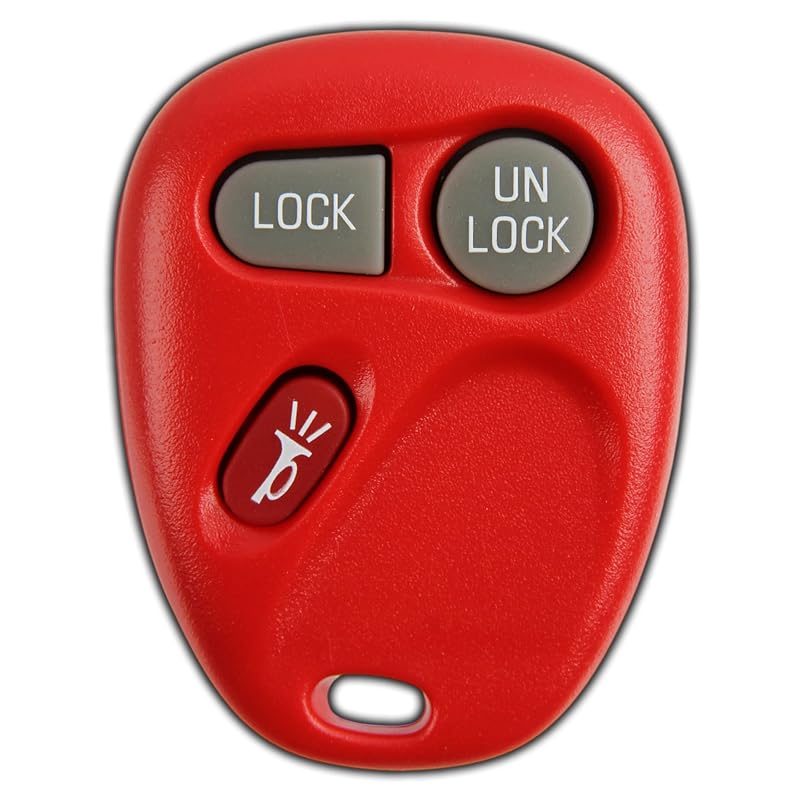 Controle remoto para chave presencial KeylessOption Chevrolet Silverado, Suburban, Tahoe, GMC Sierra, Yukon e Oldsmobile, 3 botões, 15732803, vermelho