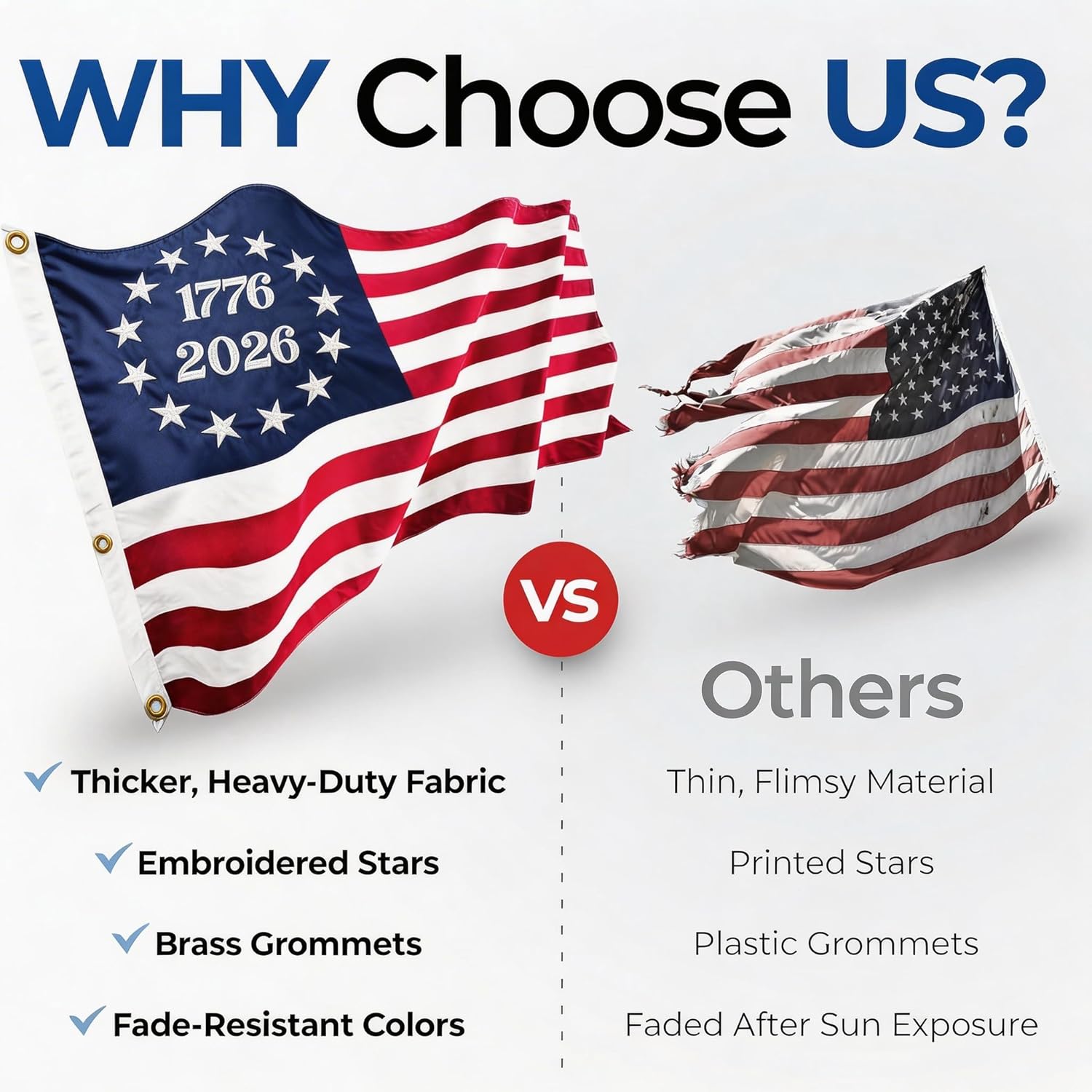 250th Anniversary USA Flag 3x5Ft, Durable Nylon Betsy Ross Flag Heavy Duty, Sewn Stripes and 13 Star American Flag Heavy Duty with 2 Brass Grommets for Indoor and Outdoor Use