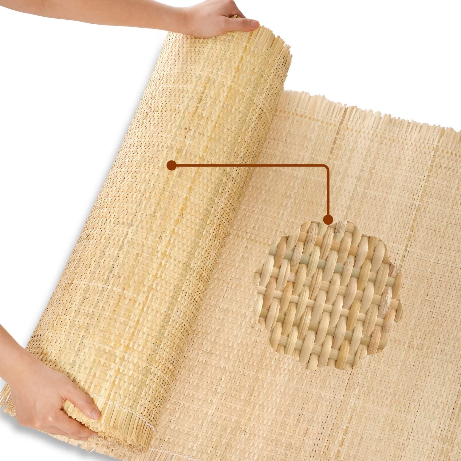 24" Width Natural Cane bing Roll 2 Feet Closed Rattan