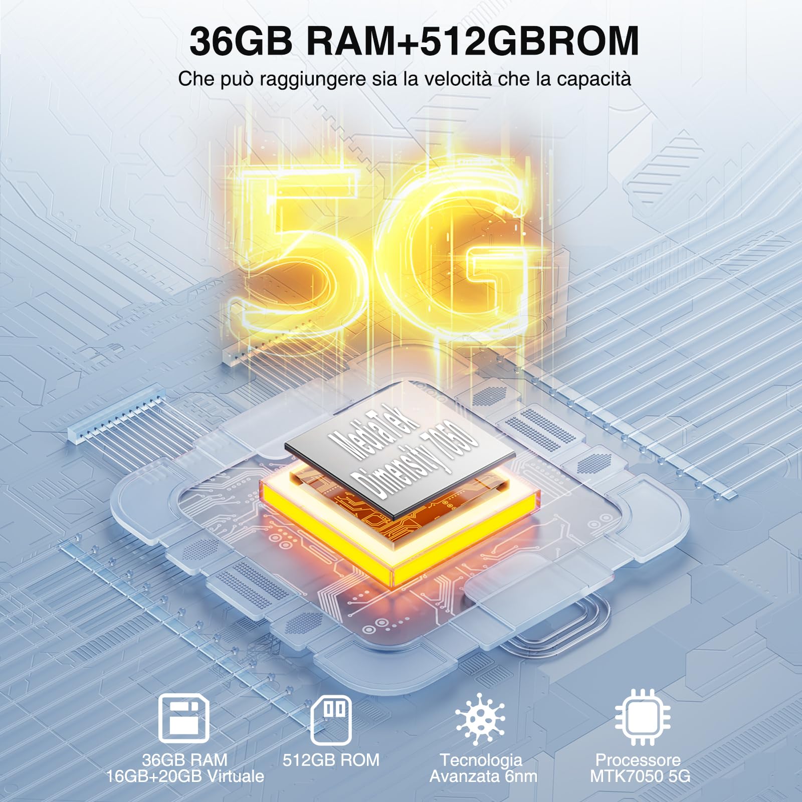 DOOGEE VMAX PLUS 5G Rugged Smartphone [2024], 36GB + 512GB(TF 2TB), 22000mAh Batteria, 200MP AI Tripla Fotocamera, Android 14 Telefono Indistruttibile, 6,58" FHD+ 120Hz, Impronte Digitali NFC/OTG