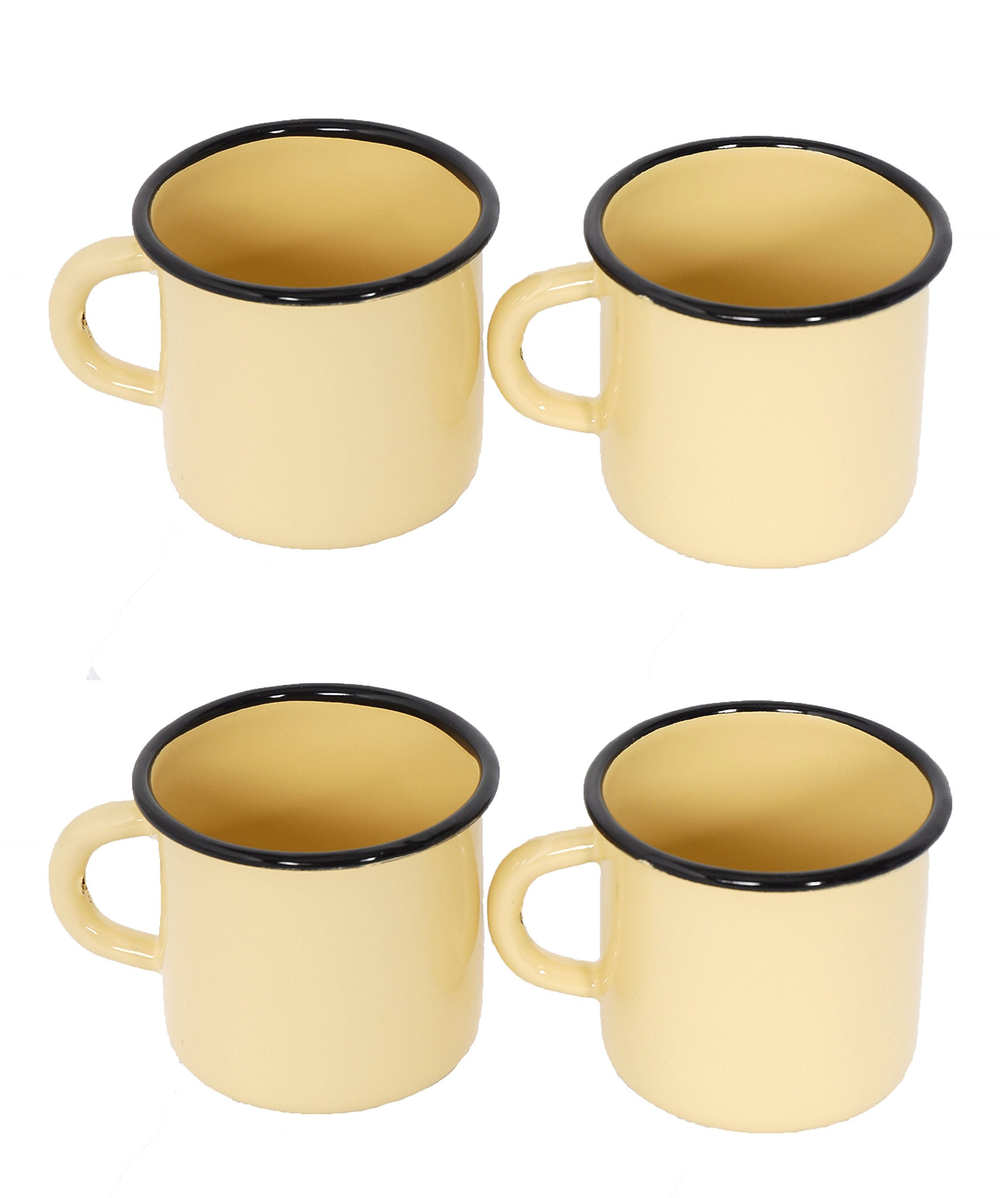 Set di 4 tazze in metallo smaltato - 400 ml - Gialle