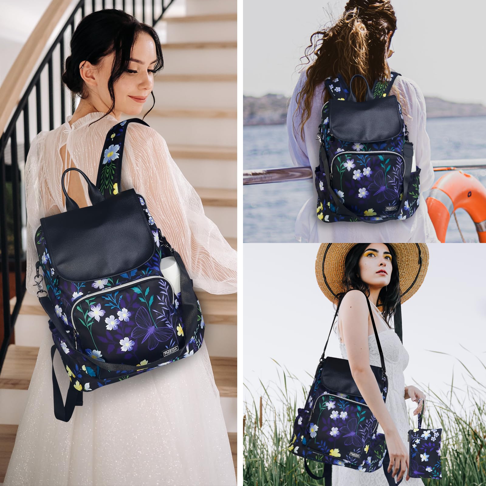 Fmeida Zaino da Donna Elegante Zaino Casual Moda Zaini per Ragazze Borsa a Tracolla Borsa da Viaggio Scuola 14" Laptop Zainetto Impermeabile