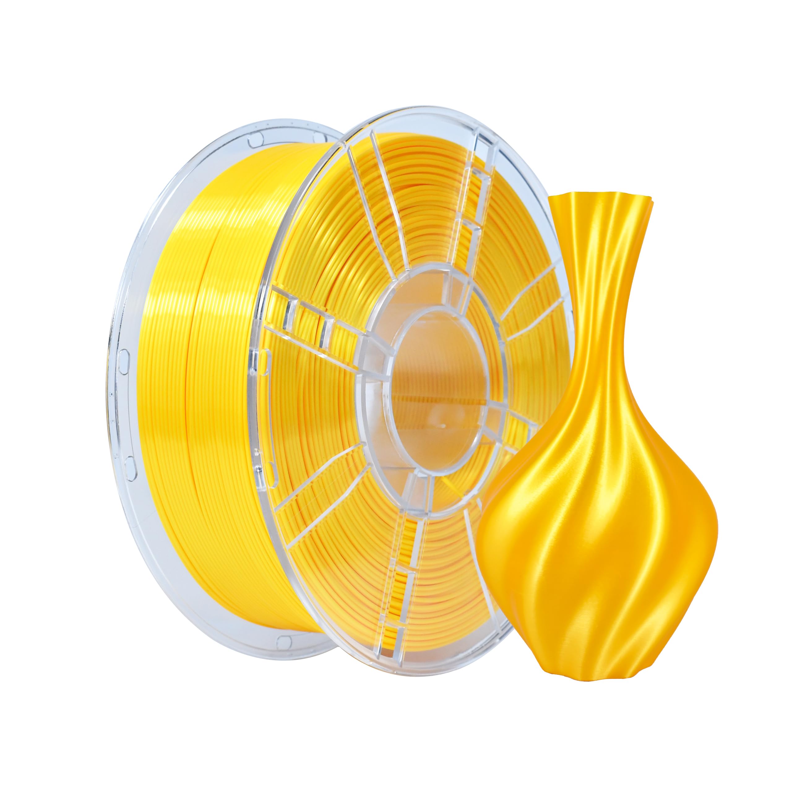 iBOSS Silk PLA+ Filament 1.75mm Dual Color Yellow Gold 1KG, 3D Printer Filament Dimensional Accuracy +/- 0.02mm, 1kg Spool(2.2lbs) 3D Printing Filament Fits for Most FDM 3D Printers(Silk Gold Yellow)