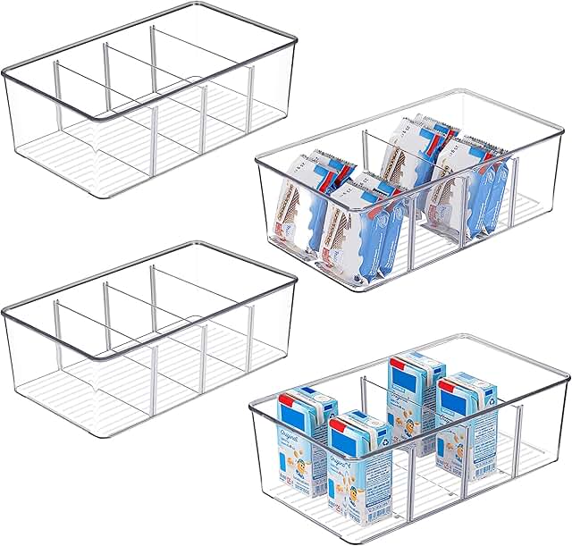 Vtopmart 4 Pack Food Storage Organizer Bins, Clear Plastic Bins for Pant...
