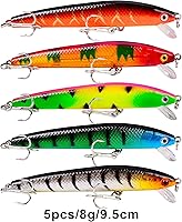 Vista 5 de Juego de Señuelos de Pesca de Lubina para Agua Salada y Dulce, Incluye Señuelos de Superficie, Señuelos Duros, Minnow, Crankbait, Lápiz VIB