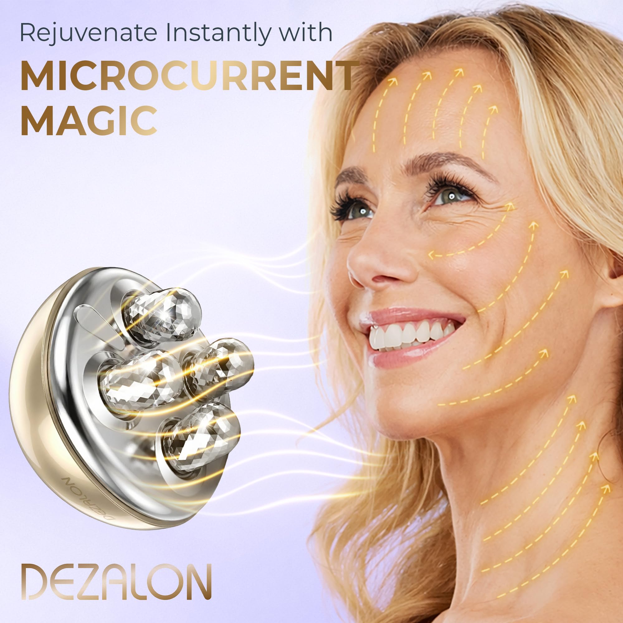 Dispositivo facial de microcorriente, herramienta de masaje facial, masajeador de ojos y cuello, rodillo facial, herramientas de belleza para relajar el masaje facial y rutina de cuidado de la