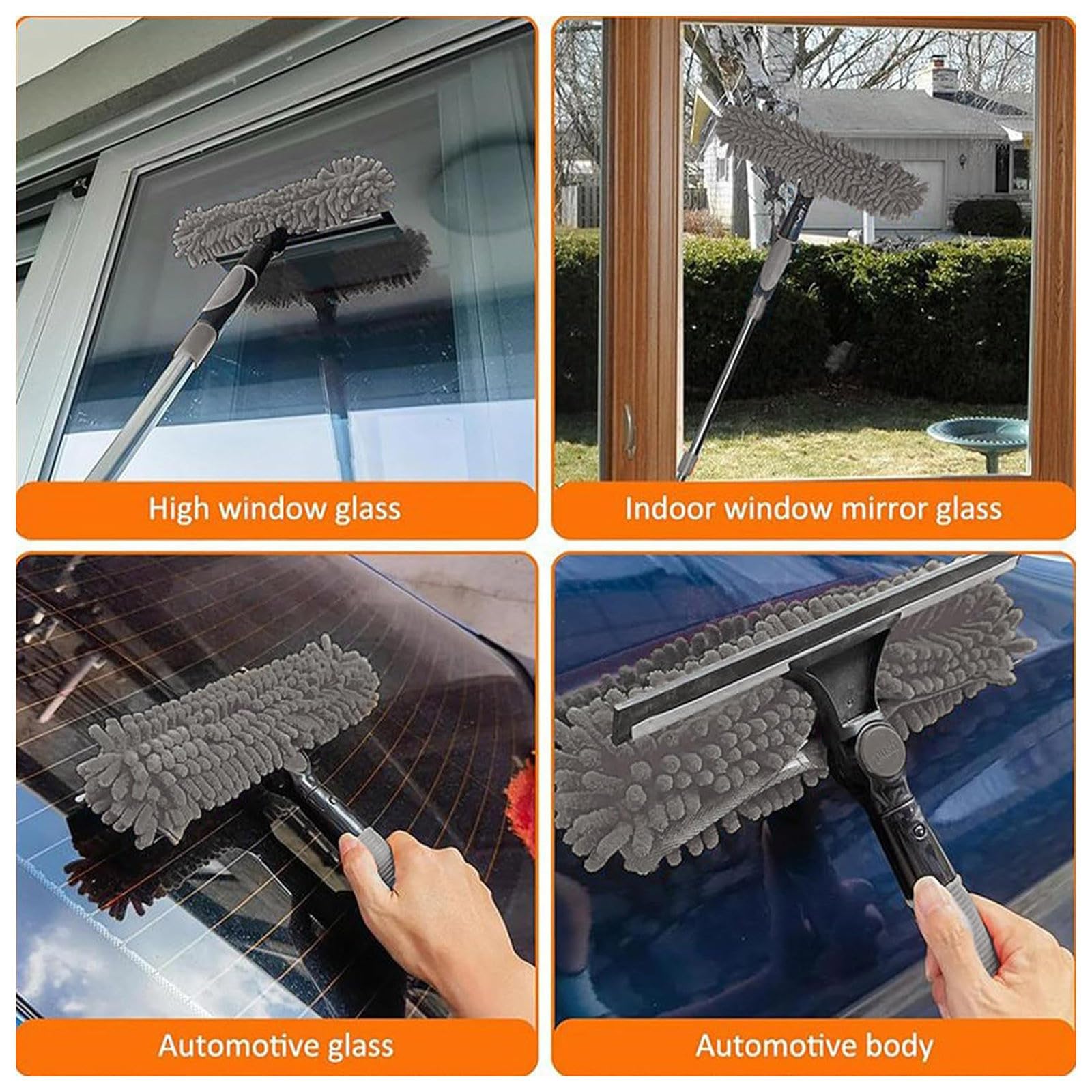 Plumero de microfibra para lechada, 4 unidades con poste de extensión, reutilizables, flexibles, lavables, ligeros, para limpiar ventiladores de techo, techos altos, persianas, muebles, coches