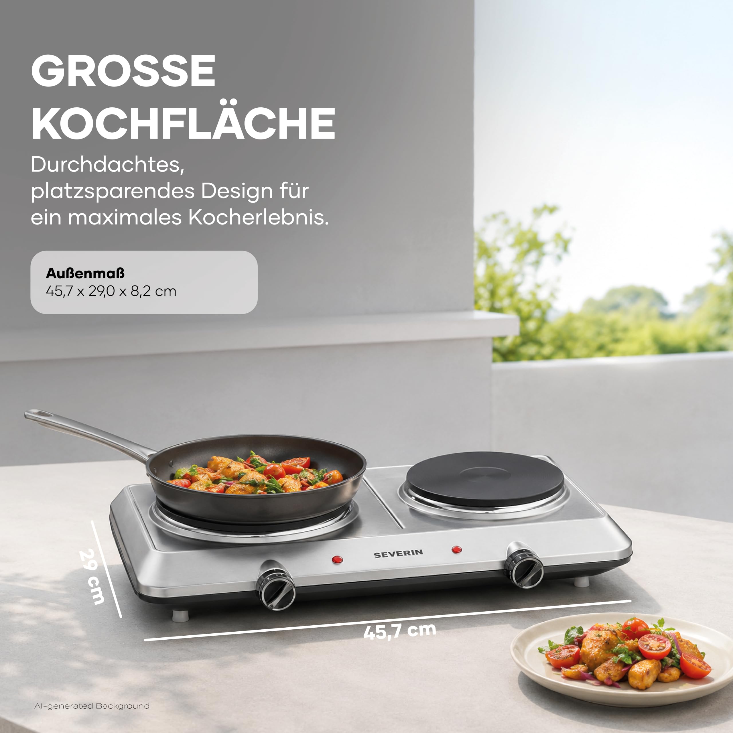 SEVERIN Doppel Kochplatte Edelstahl 2500 W DK 1014