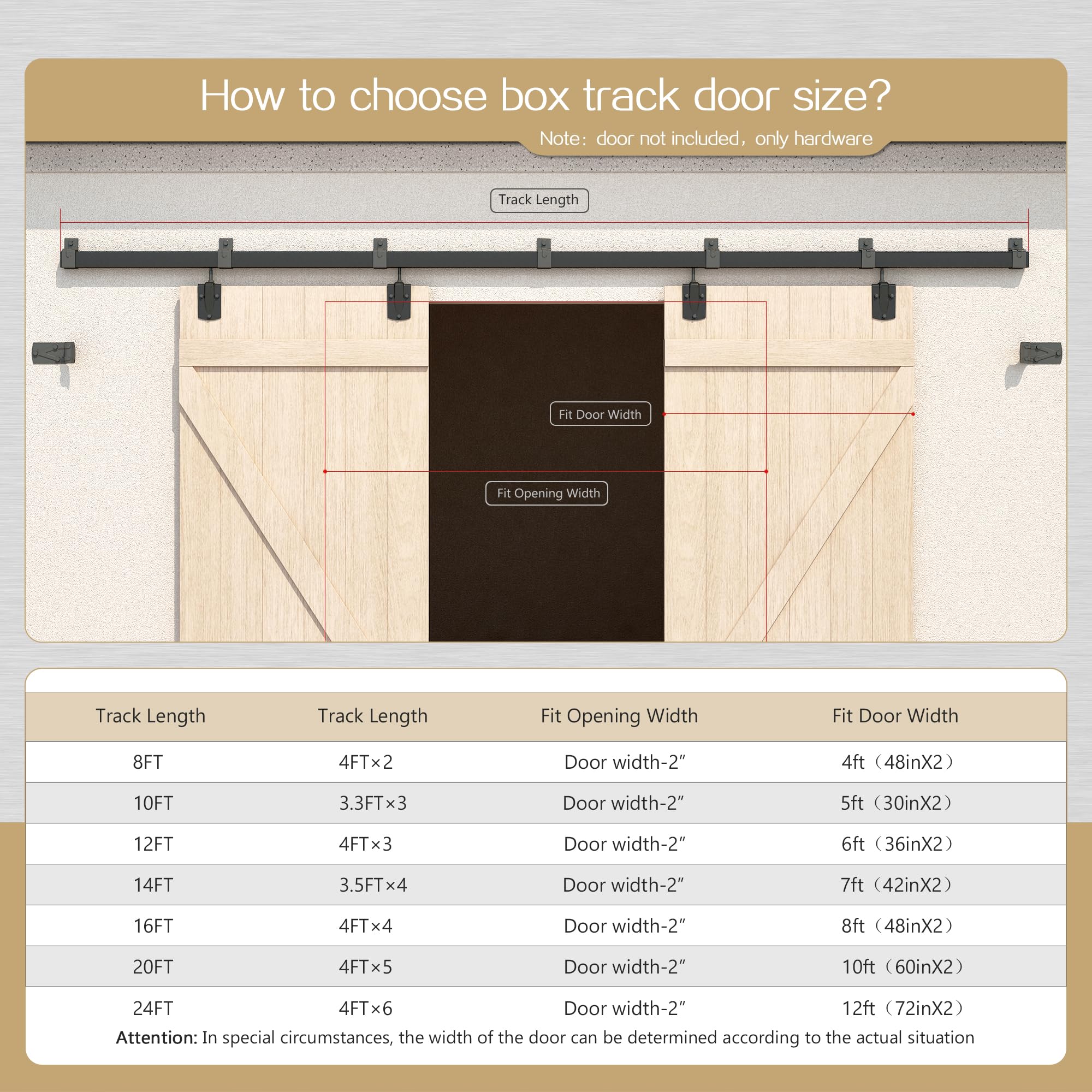 24FT Heavy Duty Box Rail Exterior Sliding Barn Door Hardware — Amazon image 5