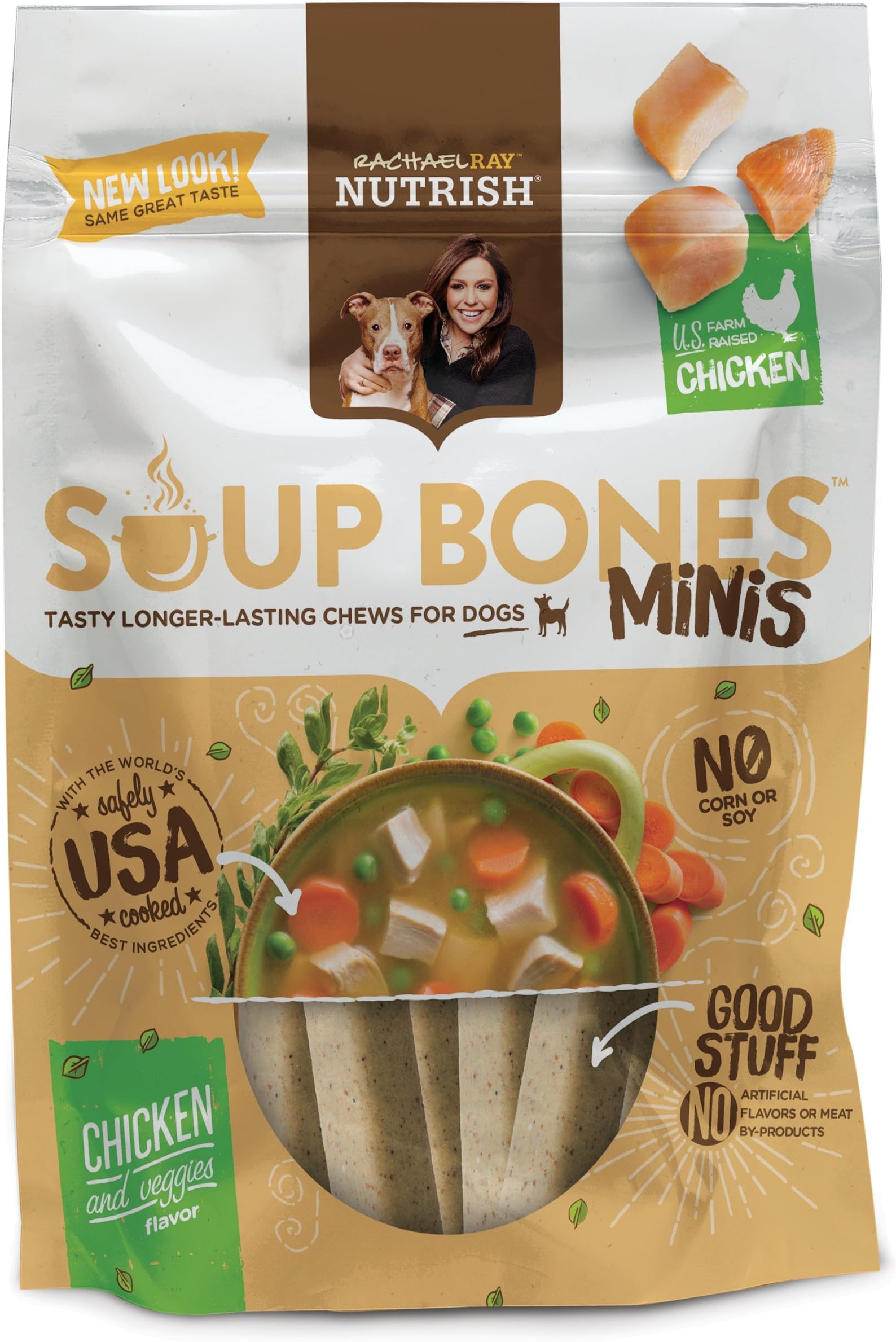 Rachael Ray Nutrish Soup Bones Minis Dog Treats, Real