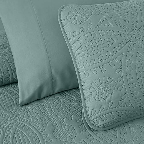 Miniatura 7 de Chezmoi Collection Liam Spa - Juego de edredón tamaño Queen en una bolsa, edredón ligero con patrón de moneda de 7 piezas con sábanas, fundas de