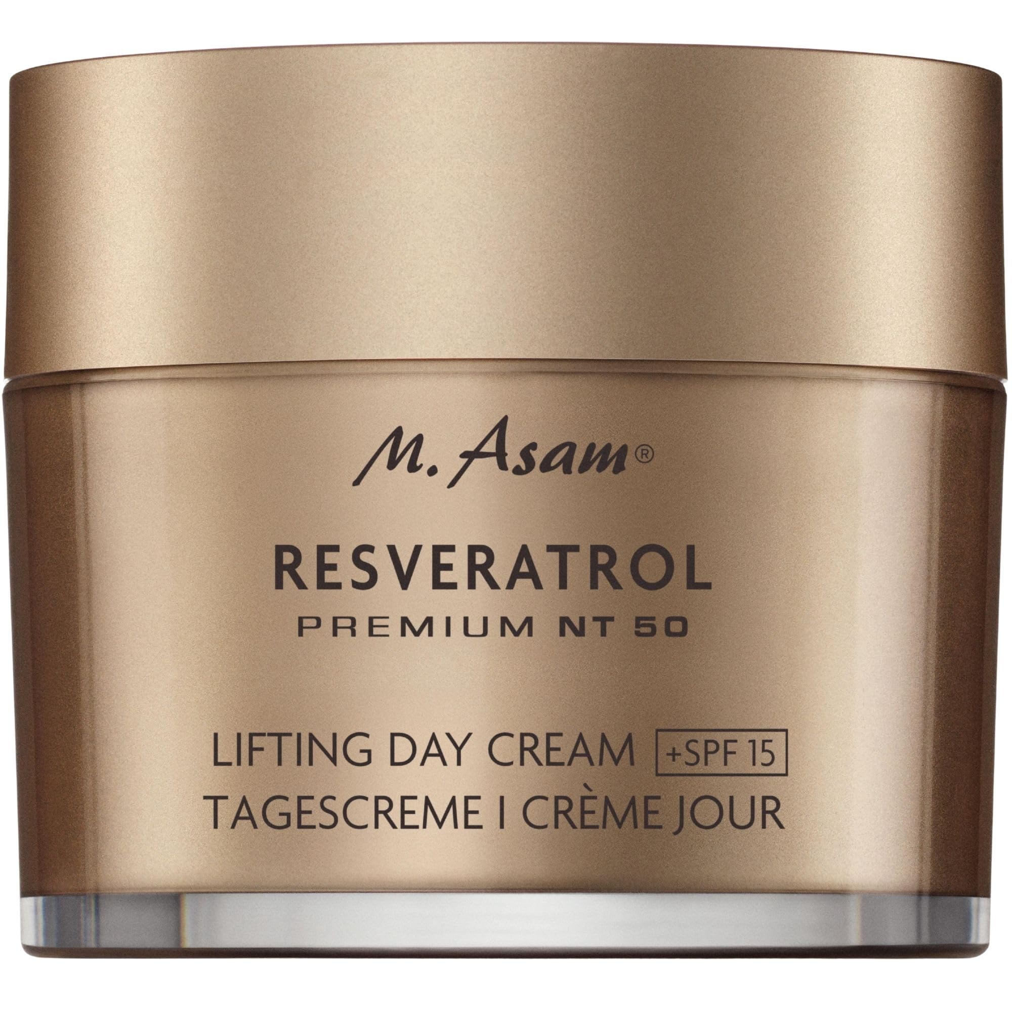 M. Asam Resveratrol Premium NT50 Longevity Lifting Day Cream SPF 15 (100ml) | Anti Aging Tagescreme für Straffere Haut, Anti Falten Wirkung