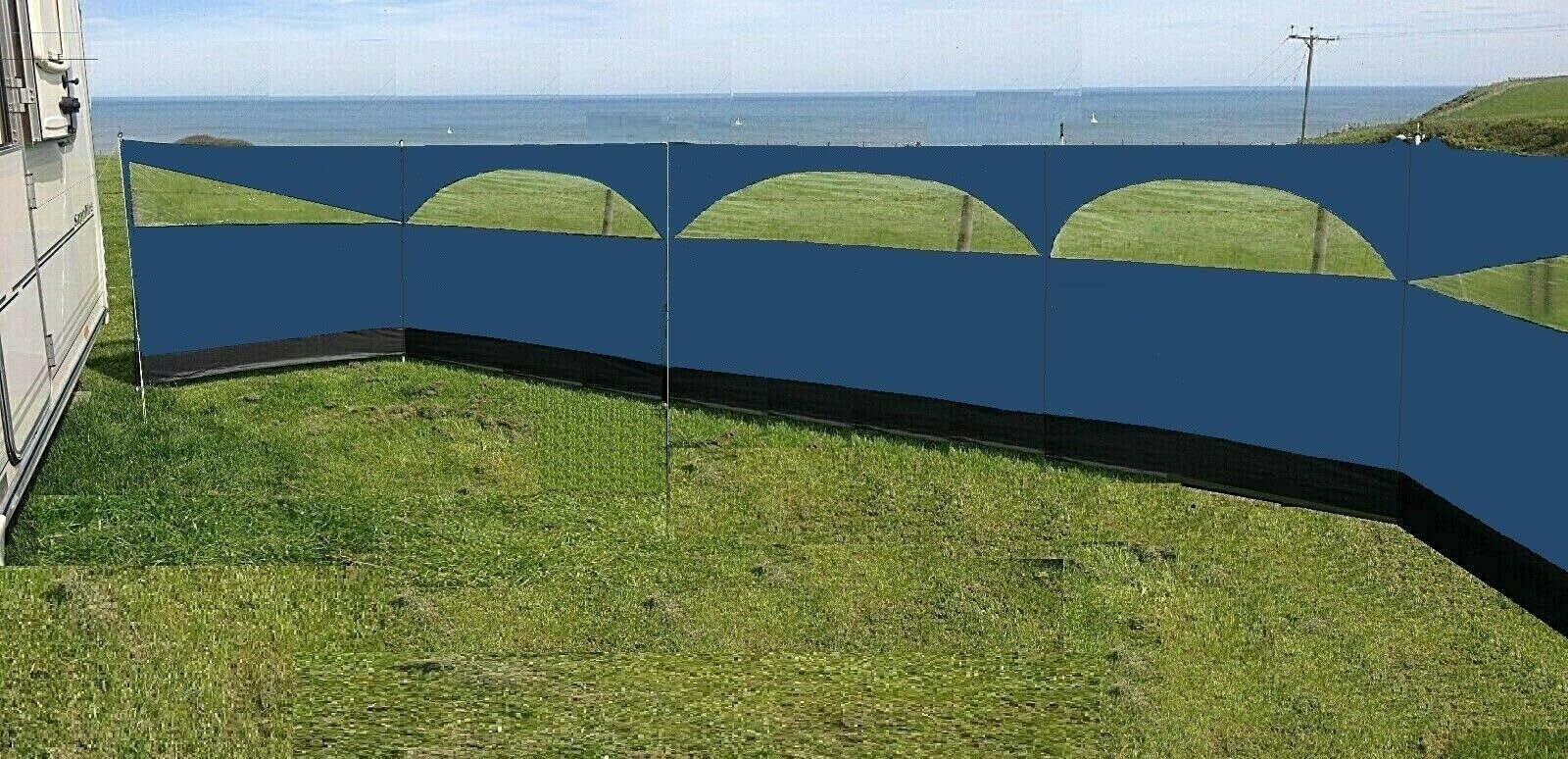 HSS Portable windbreaker Lightweight 5 Panel Wind screen Camping Garden Beach Wind Break 8.36m (INDIGO BLUE)
