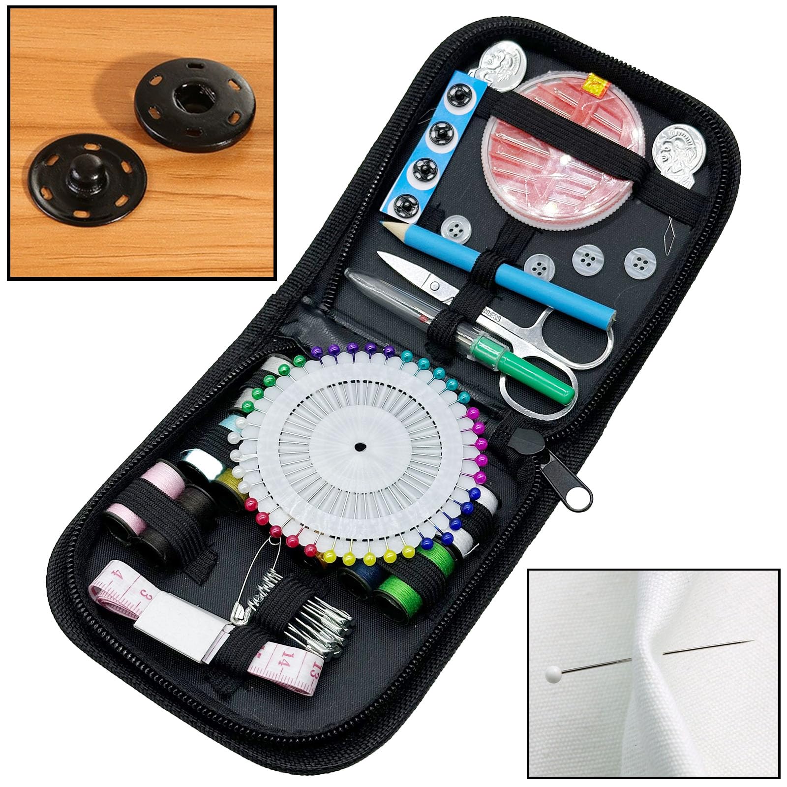 JMZLLRX Kit Da Cucito Da Viaggio 27 Pezzi – Set Completo Con 14 Bobine Di Filo E Accessori – Per Principianti Ed Emergenze