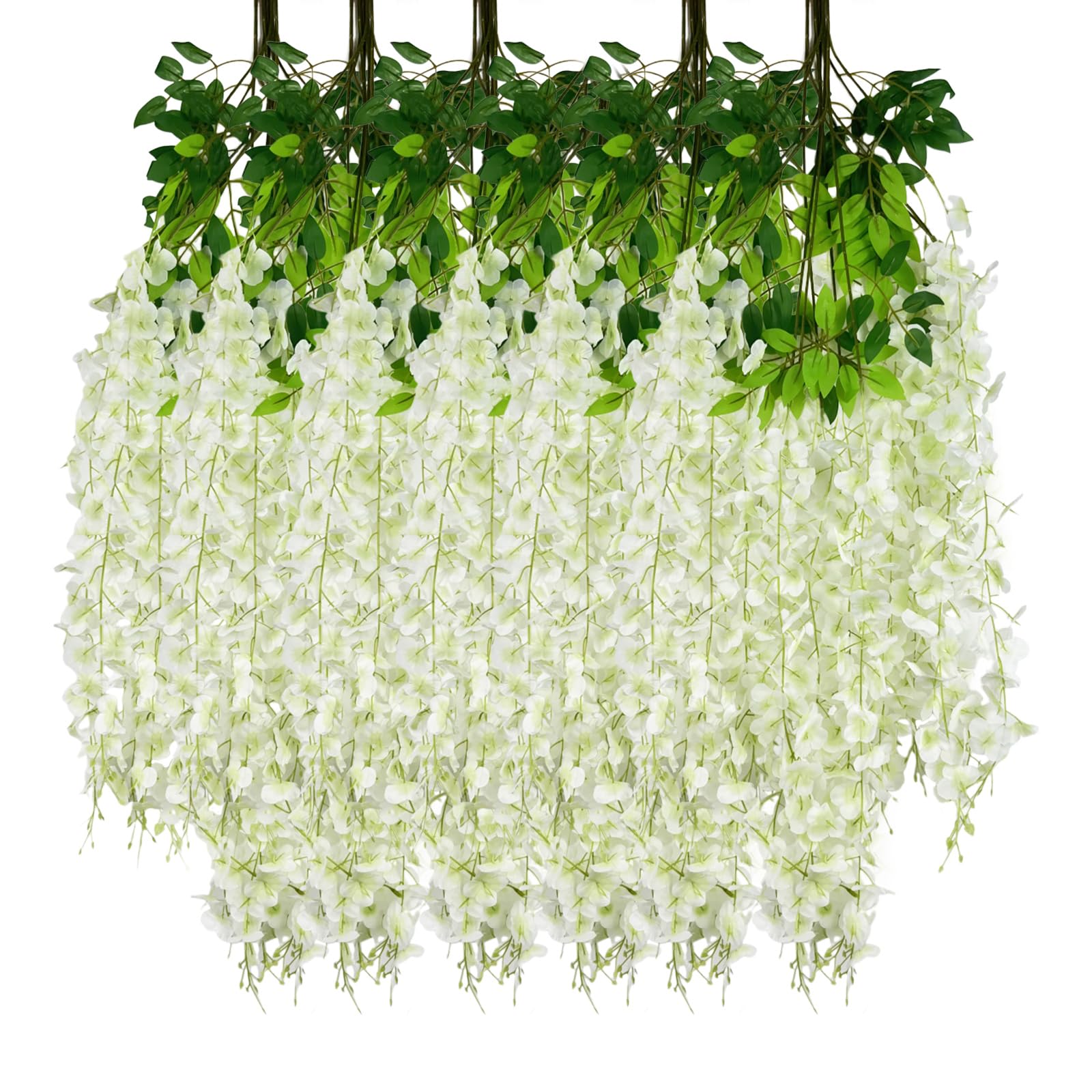 Set of 24 artificial wisteria garlands for hanging, 4.9ft, artificial wisteria, for backdrop, cream hanging flower garland