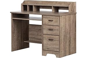 South Shore Versa Weathered Oak Computer Desk with Hutch