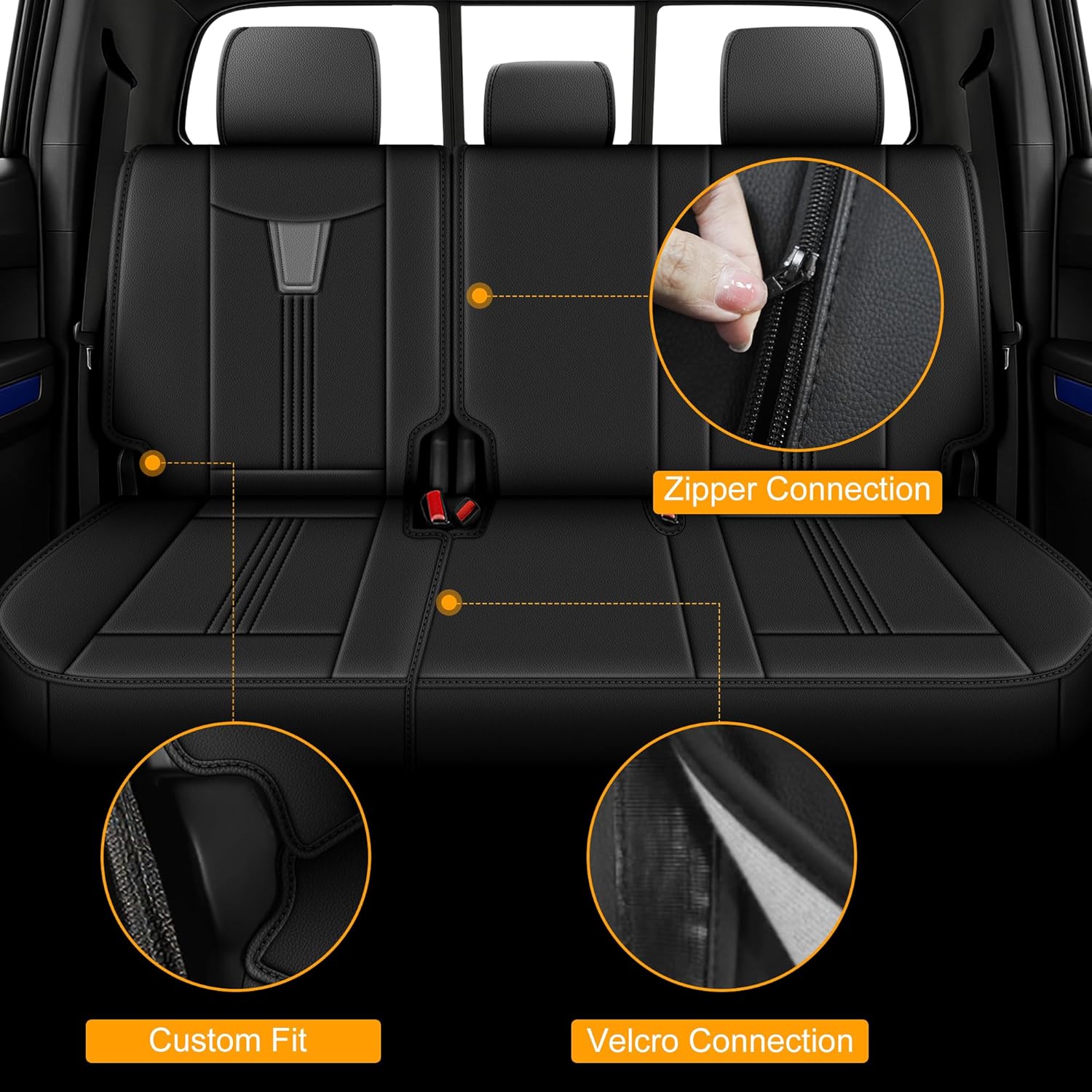 for Toyota Tacoma 2024 2025 Seat Covers with Waterproof Faux Leather Custom Seat Protectors(Full Set,Black&Grey)