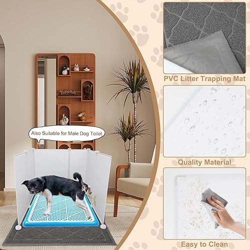 Miniatura 2 de Caja de arena para gatos con alfombrilla de arena para gatos, fácil de limpiar, caja de arena extra grande para gatos, escudos para orina para